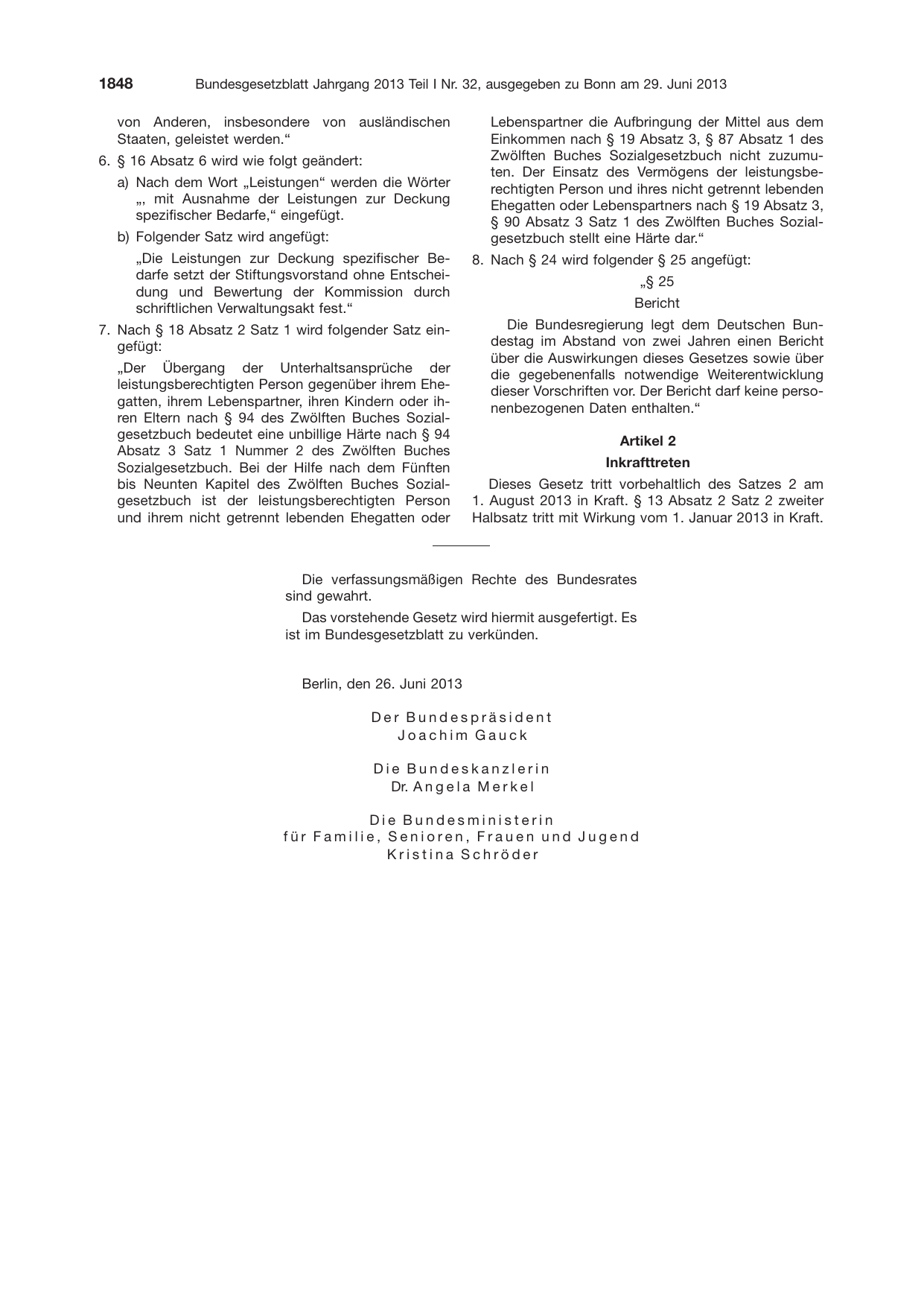 BGBl. 2013, Seite 1848 — Originalseite als Abbildung