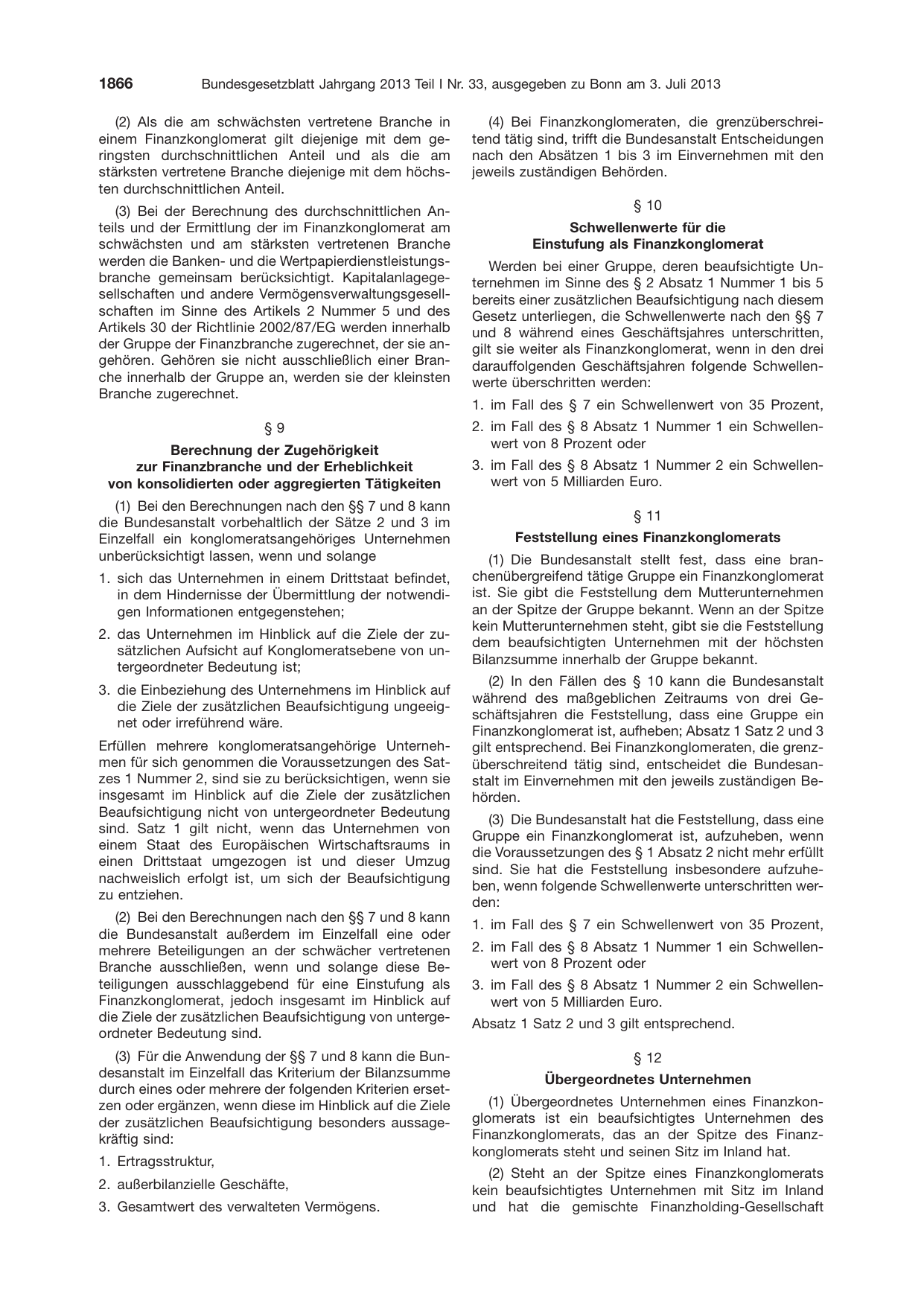 BGBl. 2013, Seite 1866 — Originalseite als Abbildung