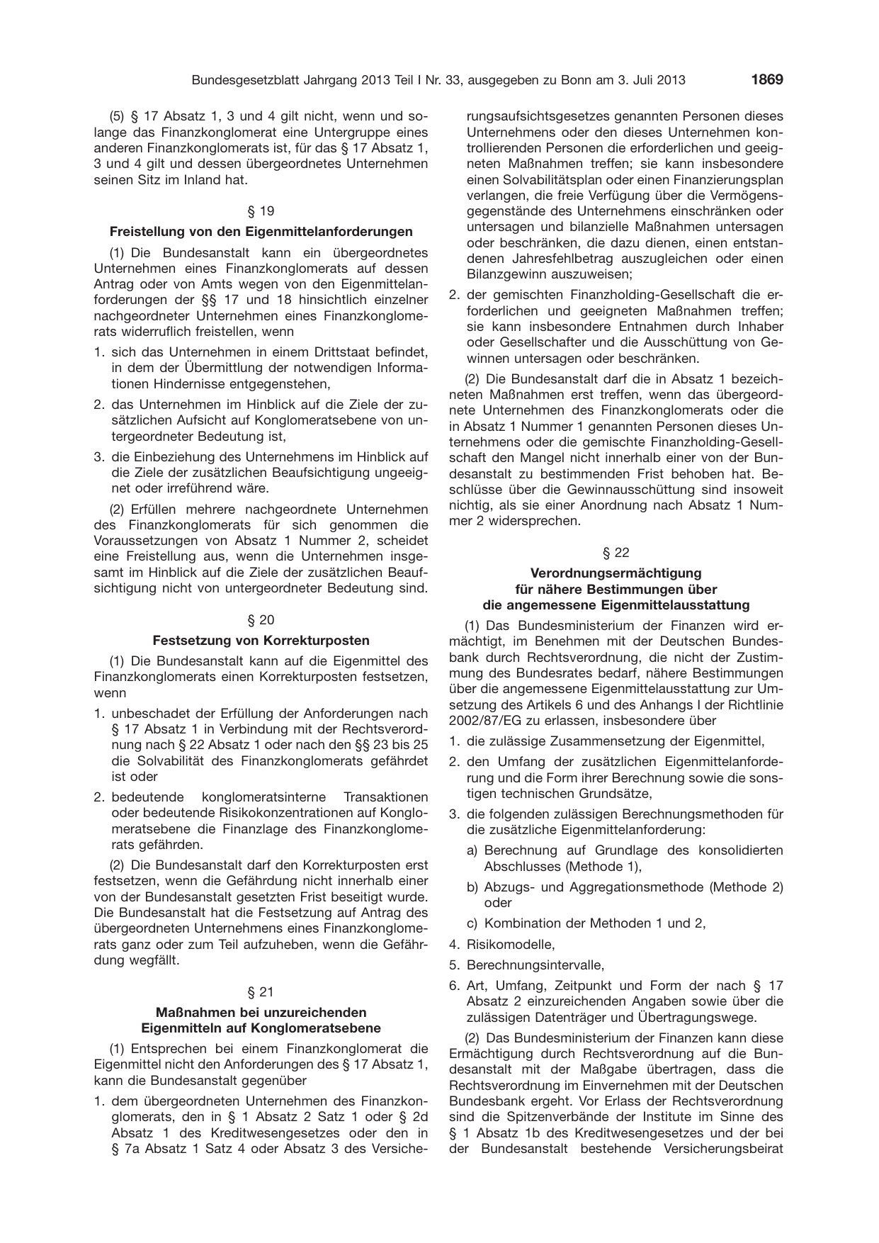 BGBl. 2013, Seite 1869 — Originalseite als Abbildung