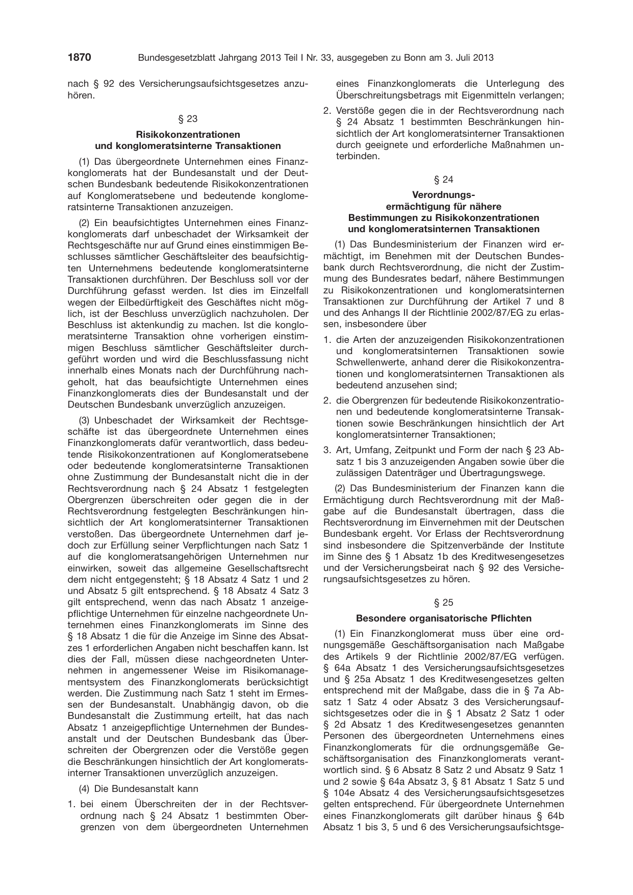 BGBl. 2013, Seite 1870 — Originalseite als Abbildung