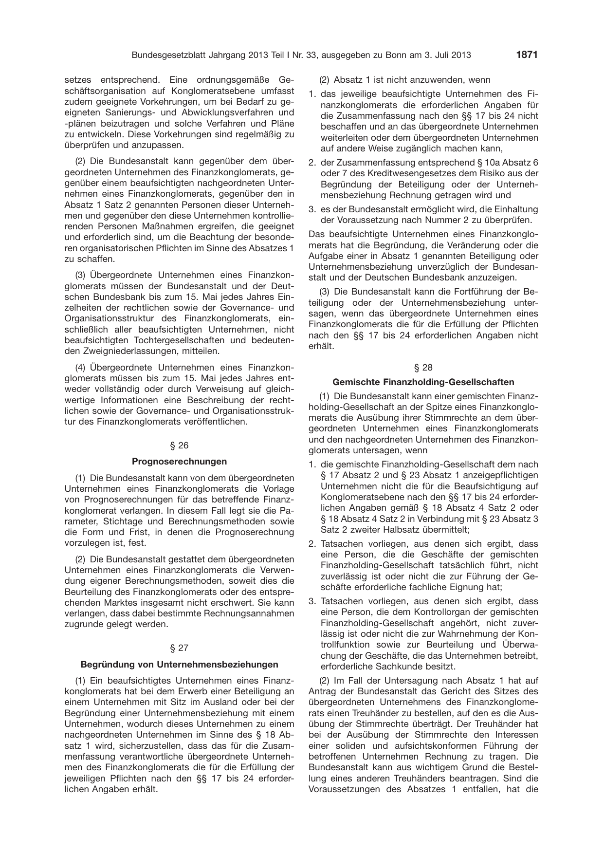 BGBl. 2013, Seite 1871 — Originalseite als Abbildung