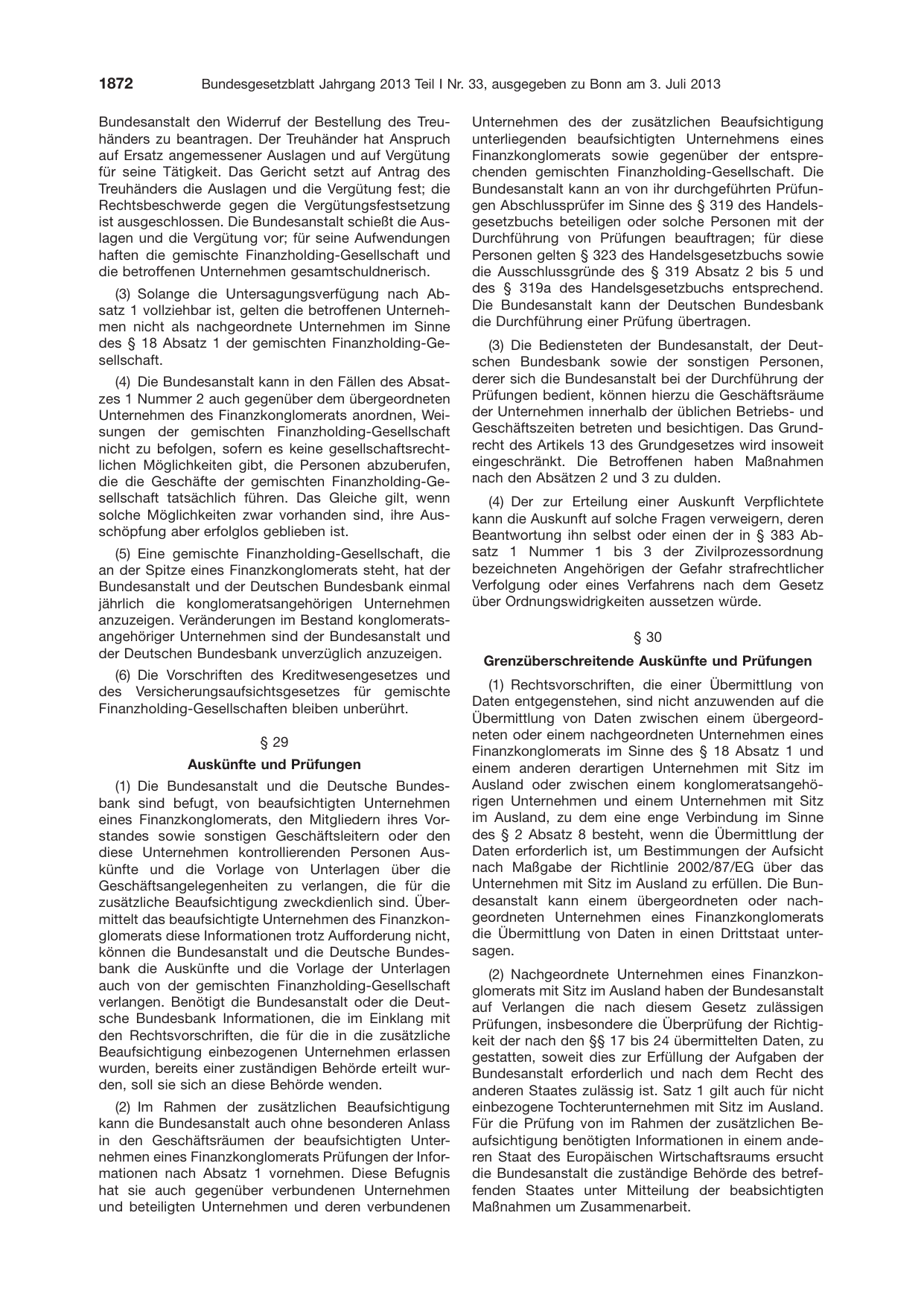BGBl. 2013, Seite 1872 — Originalseite als Abbildung