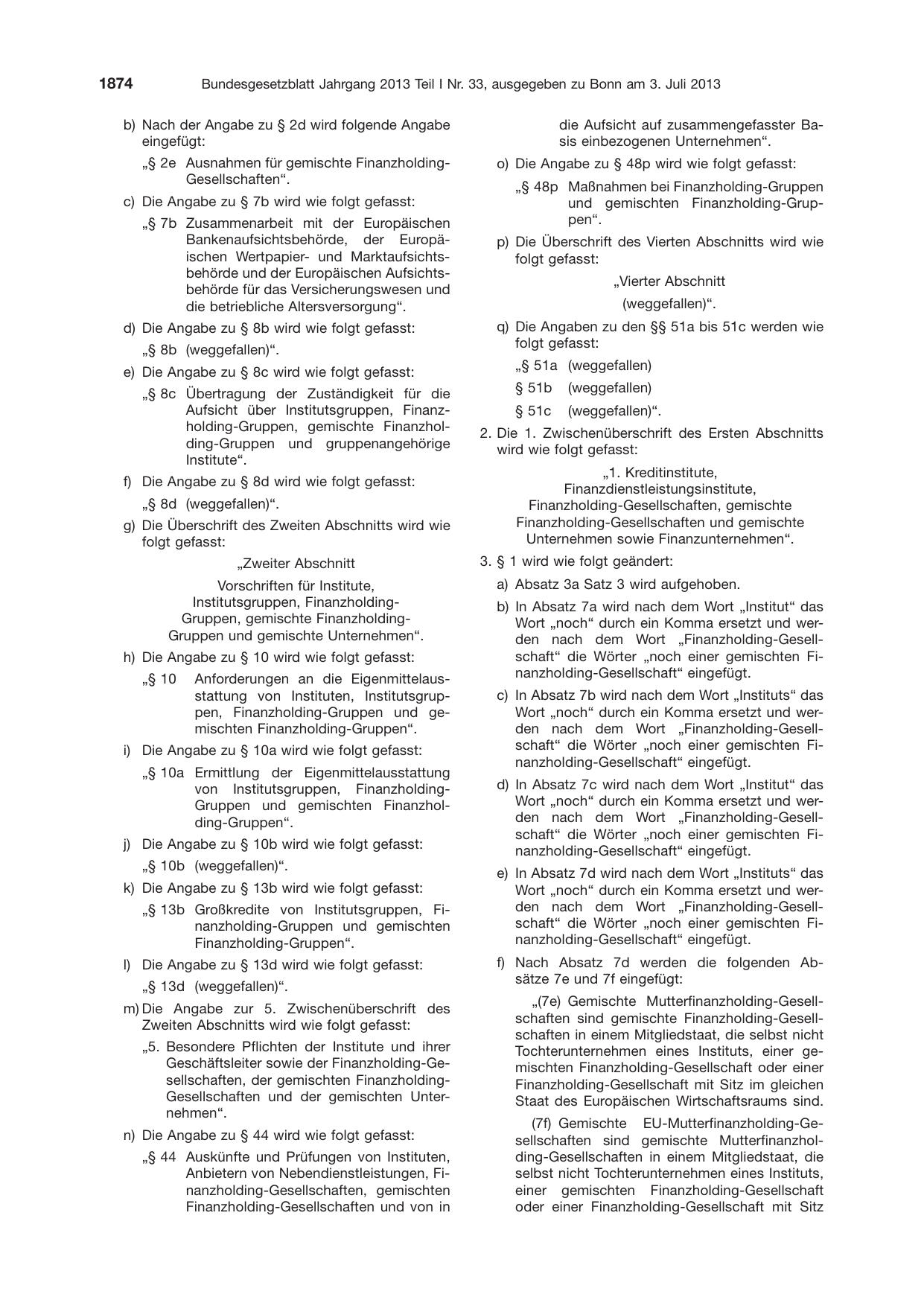 BGBl. 2013, Seite 1874 — Originalseite als Abbildung