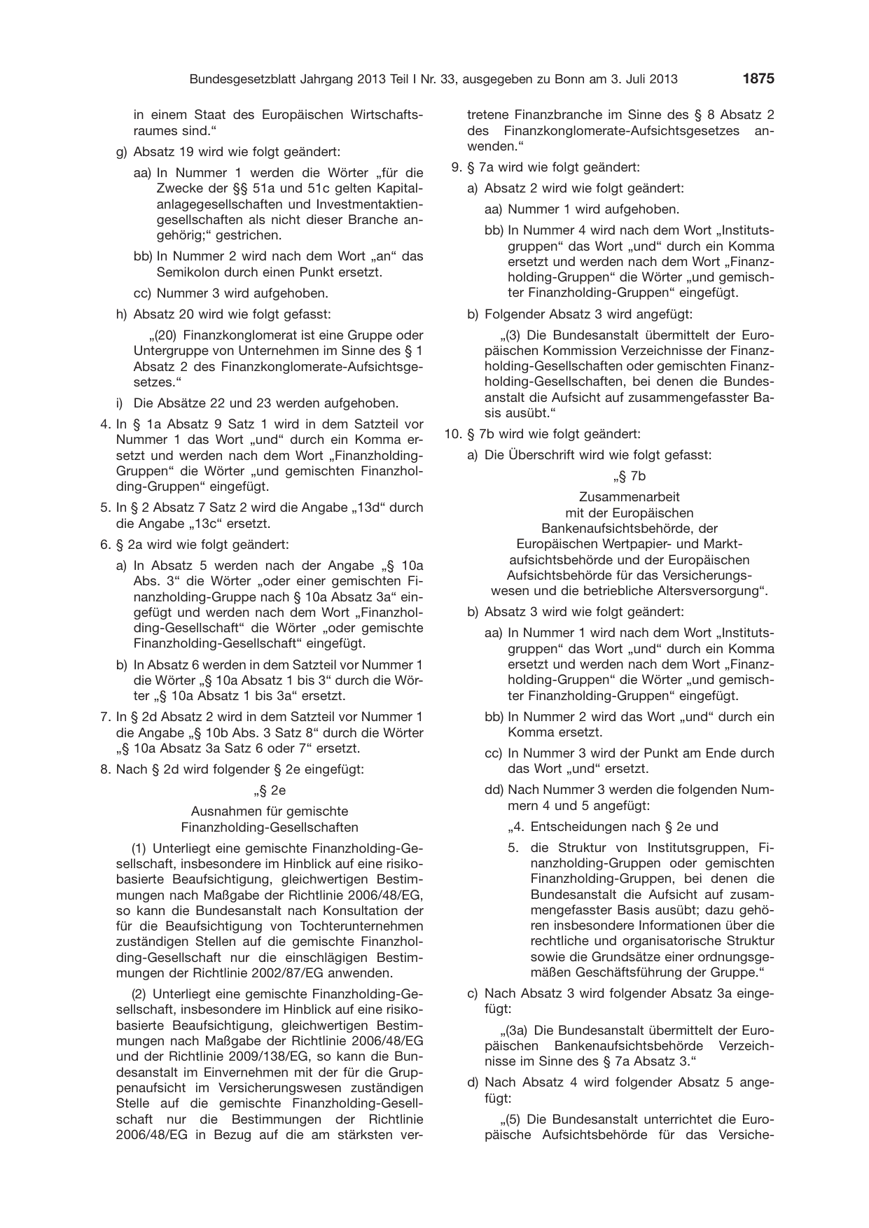 BGBl. 2013, Seite 1875 — Originalseite als Abbildung