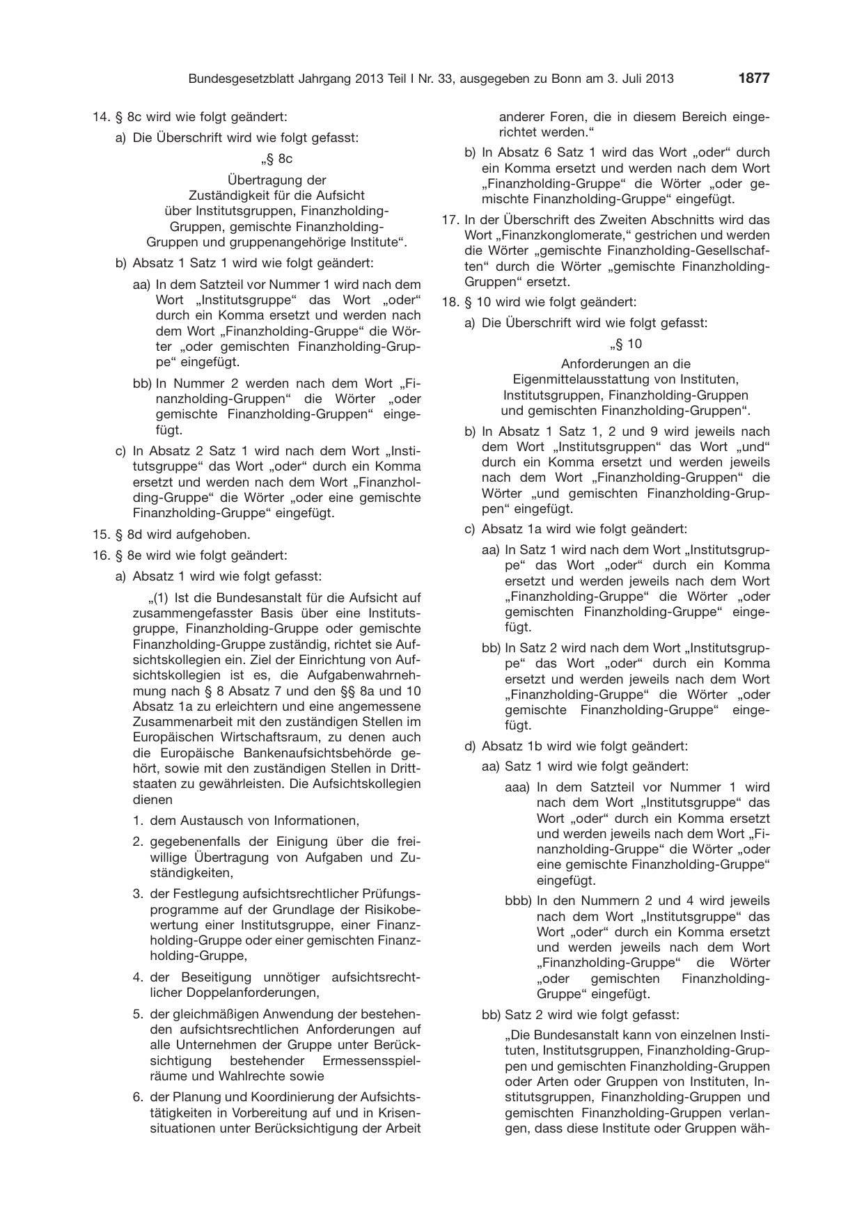 BGBl. 2013, Seite 1877 — Originalseite als Abbildung