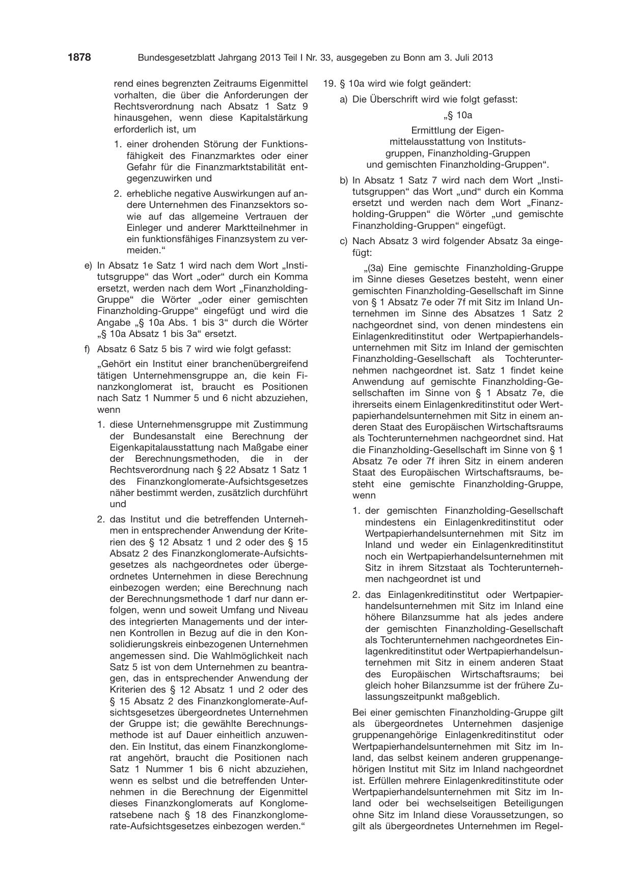 BGBl. 2013, Seite 1878 — Originalseite als Abbildung