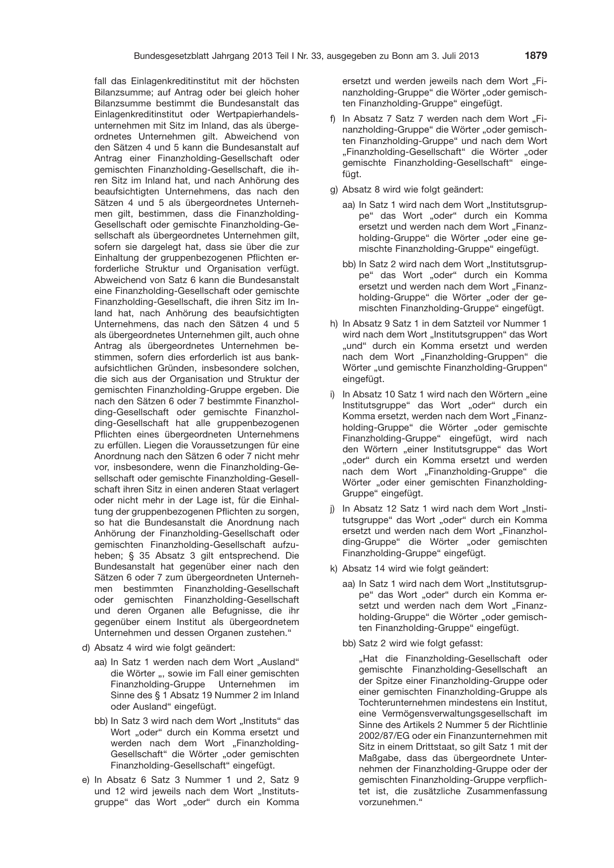 BGBl. 2013, Seite 1879 — Originalseite als Abbildung