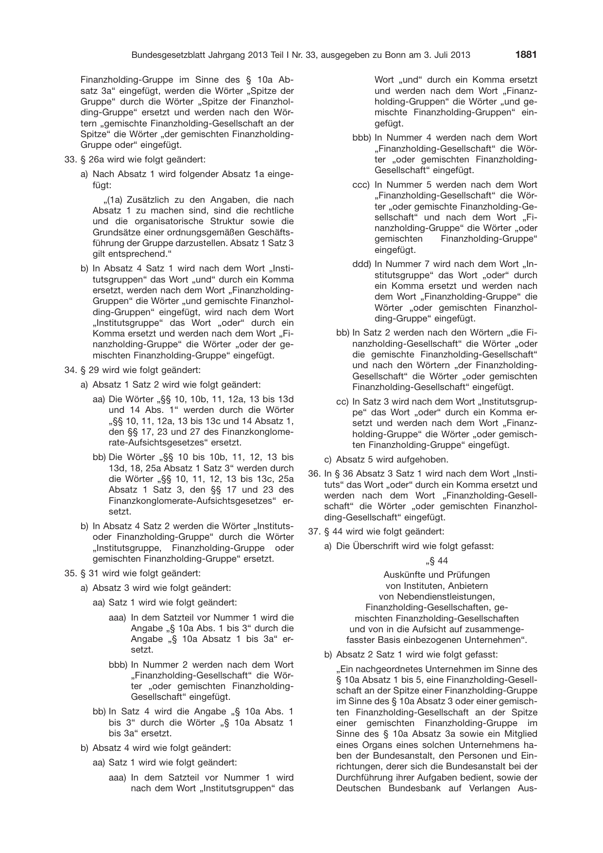 BGBl. 2013, Seite 1881 — Originalseite als Abbildung