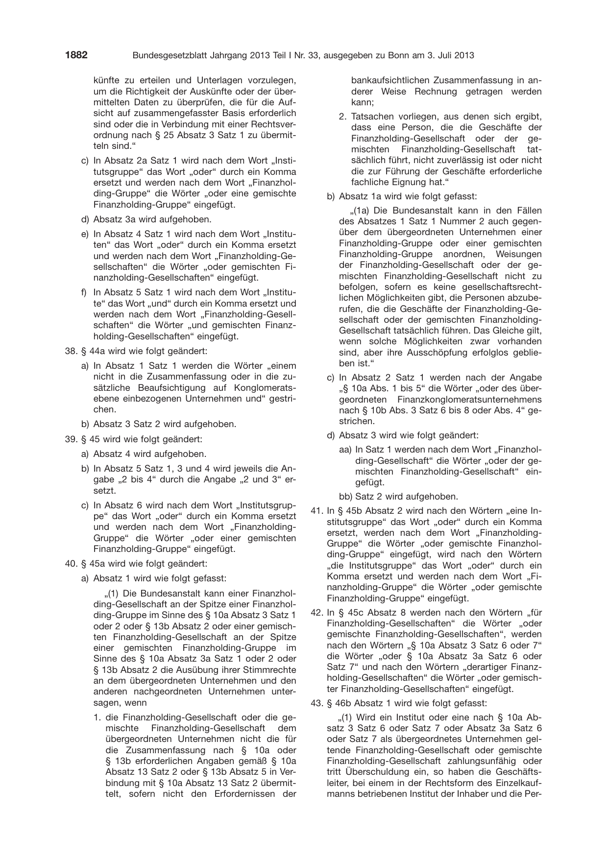 BGBl. 2013, Seite 1882 — Originalseite als Abbildung