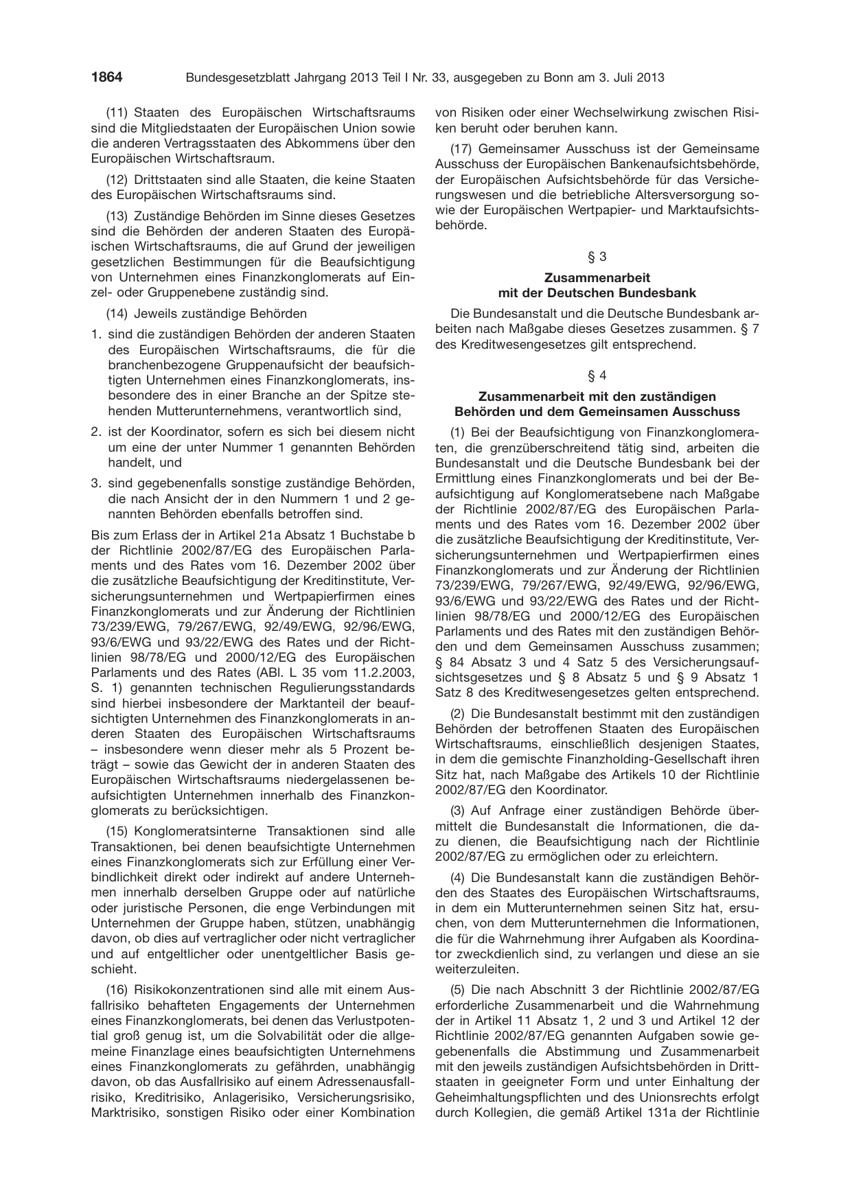 BGBl. 2013, Seite 1864 — Originalseite als Abbildung