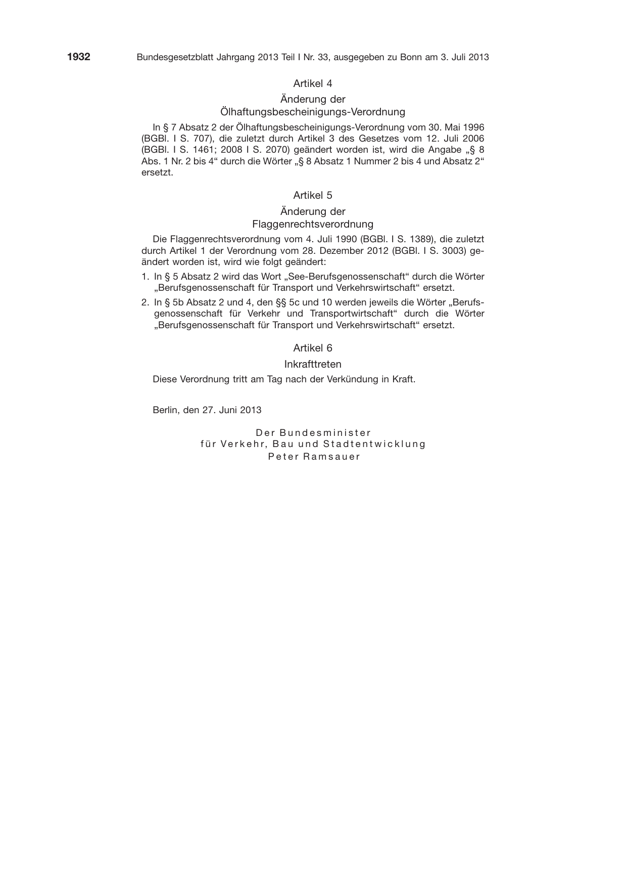 BGBl. 2013, Seite 1932 — Originalseite als Abbildung