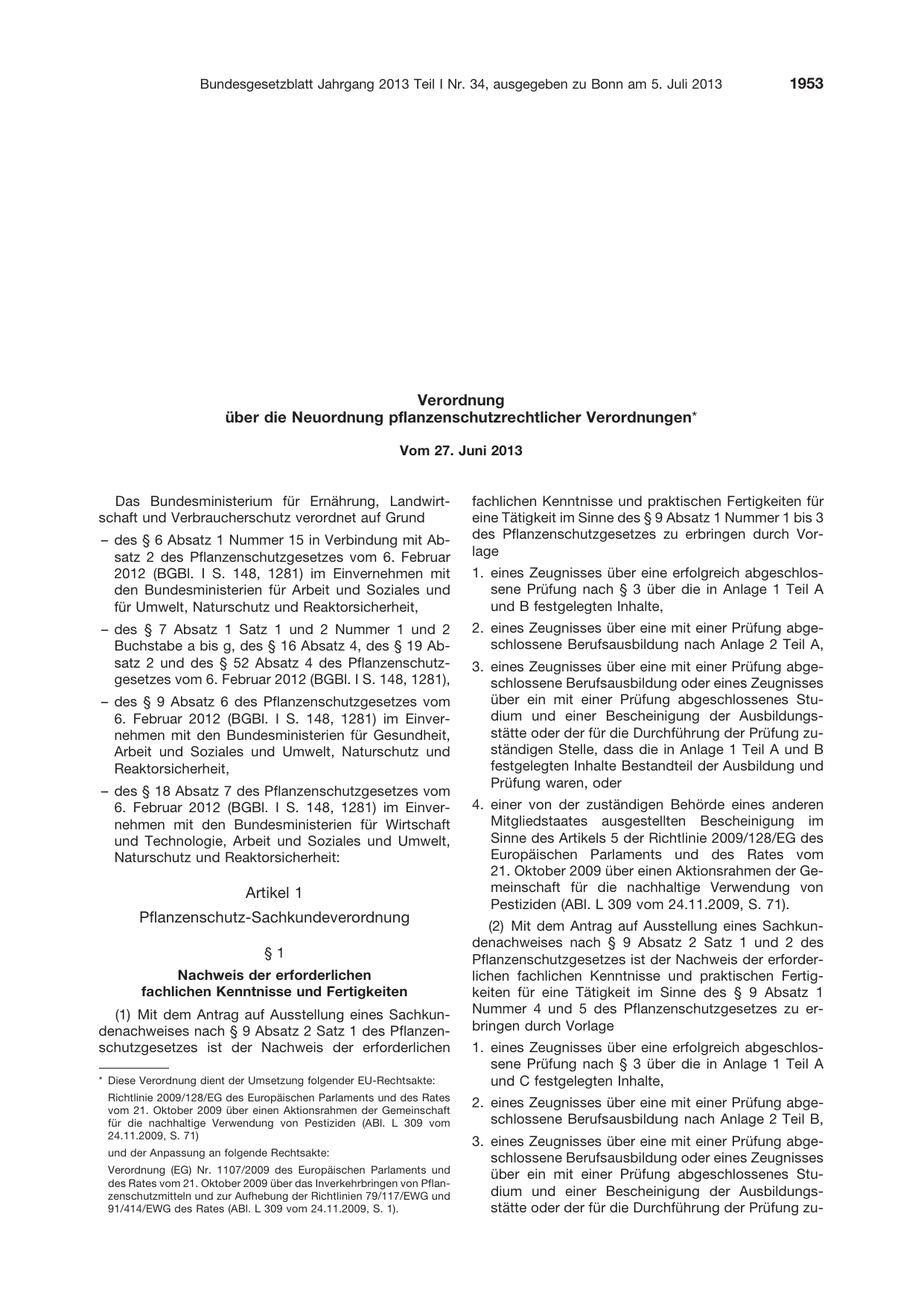 BGBl. 2013, Seite 1953 — Originalseite als Abbildung
