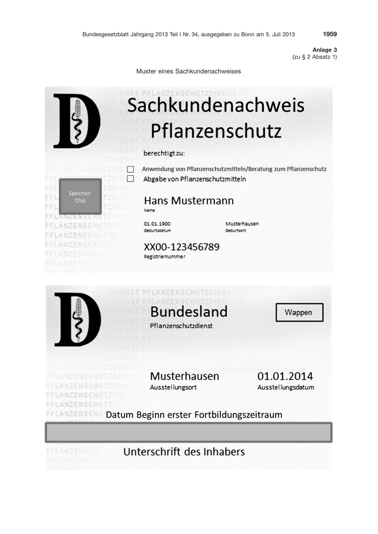 BGBl. 2013, Seite 1959 — Originalseite als Abbildung