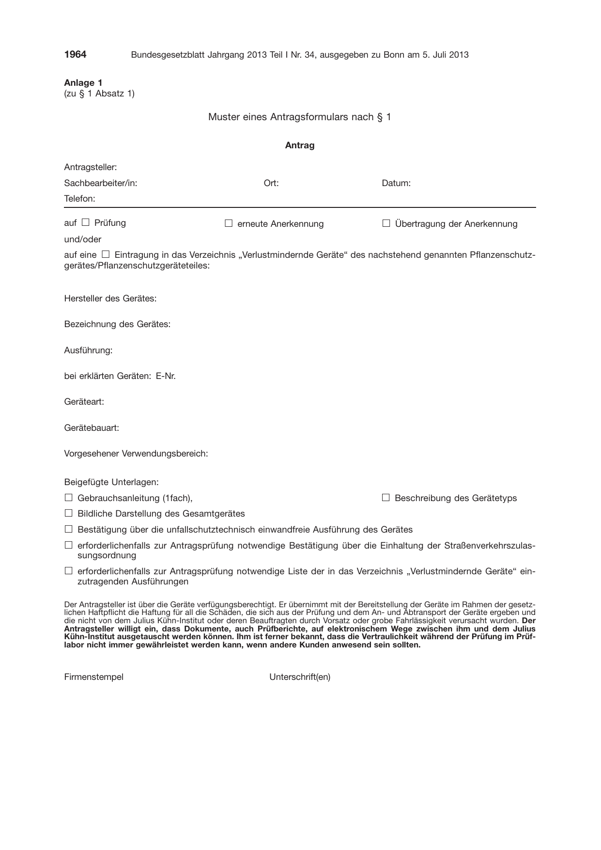 BGBl. 2013, Seite 1964 — Originalseite als Abbildung