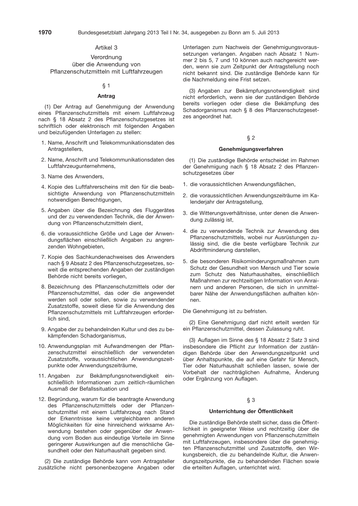 BGBl. 2013, Seite 1970 — Originalseite als Abbildung