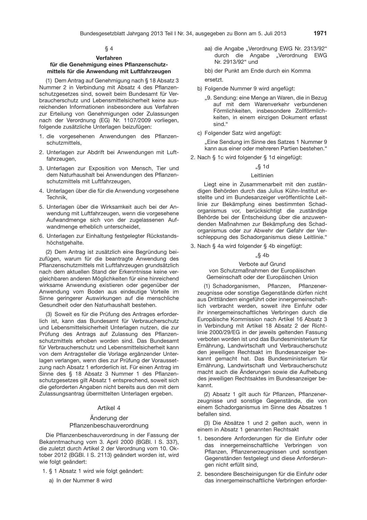 BGBl. 2013, Seite 1971 — Originalseite als Abbildung