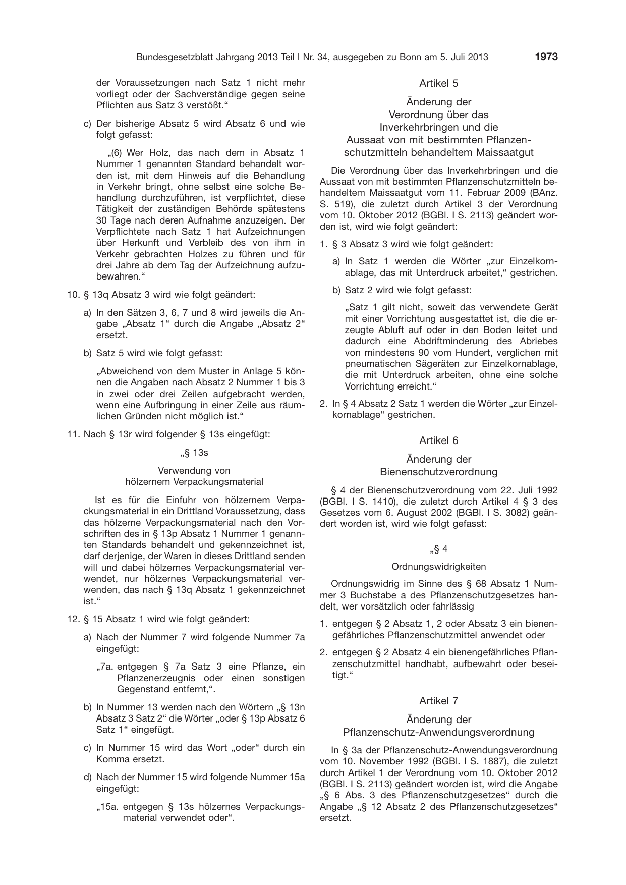 BGBl. 2013, Seite 1973 — Originalseite als Abbildung