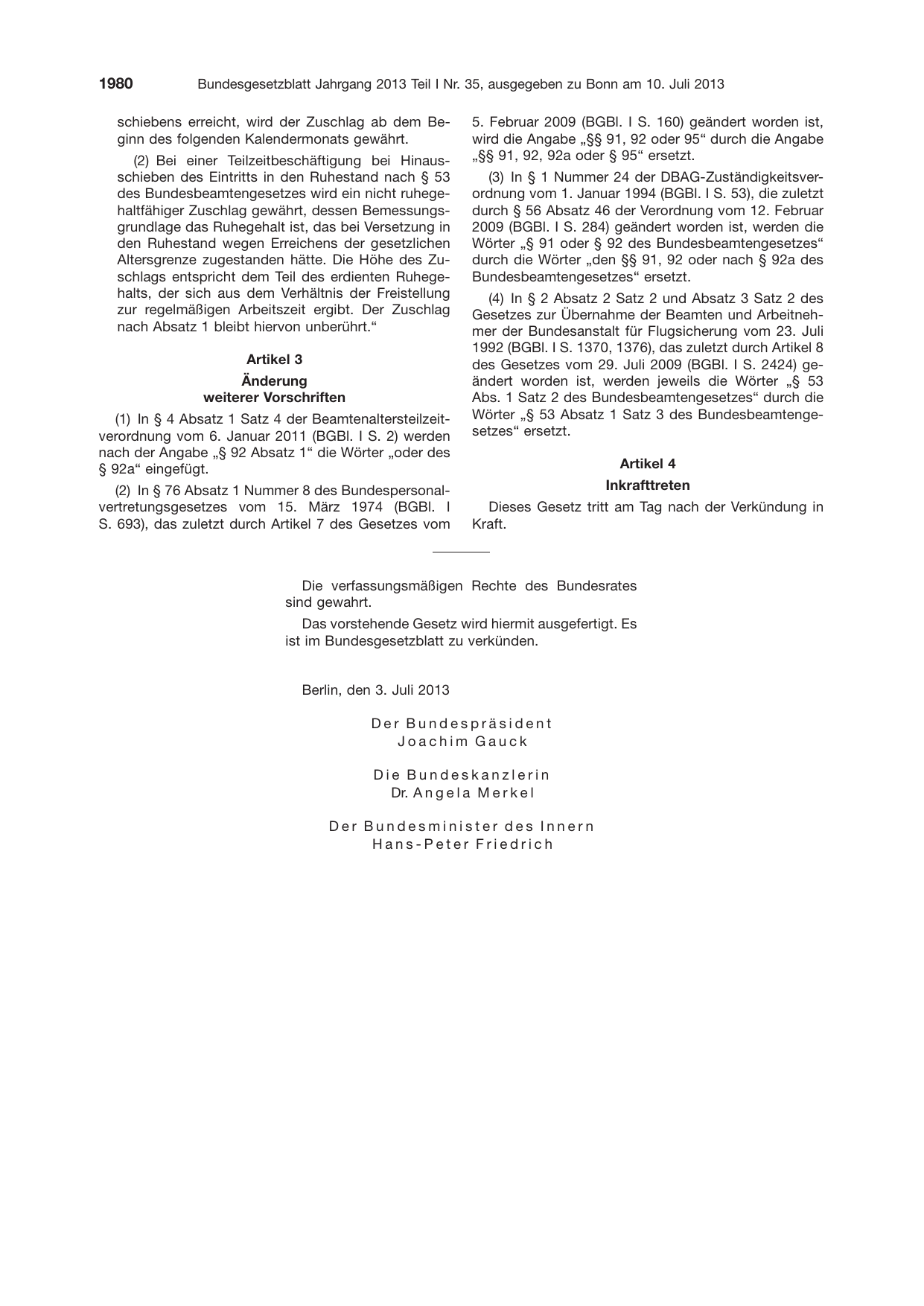BGBl. 2013, Seite 1980 — Originalseite als Abbildung