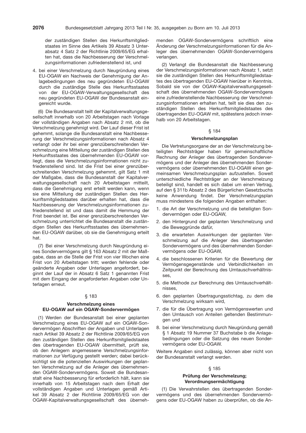 BGBl. 2013, Seite 2076 — Originalseite als Abbildung