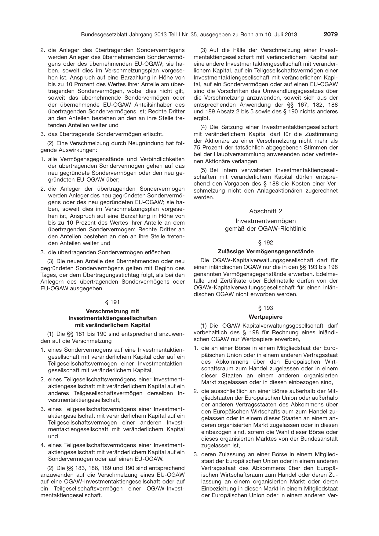 BGBl. 2013, Seite 2079 — Originalseite als Abbildung