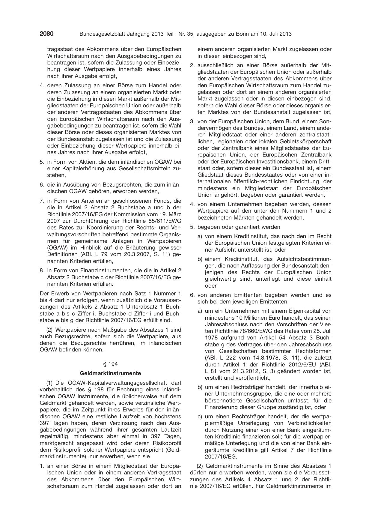 BGBl. 2013, Seite 2080 — Originalseite als Abbildung