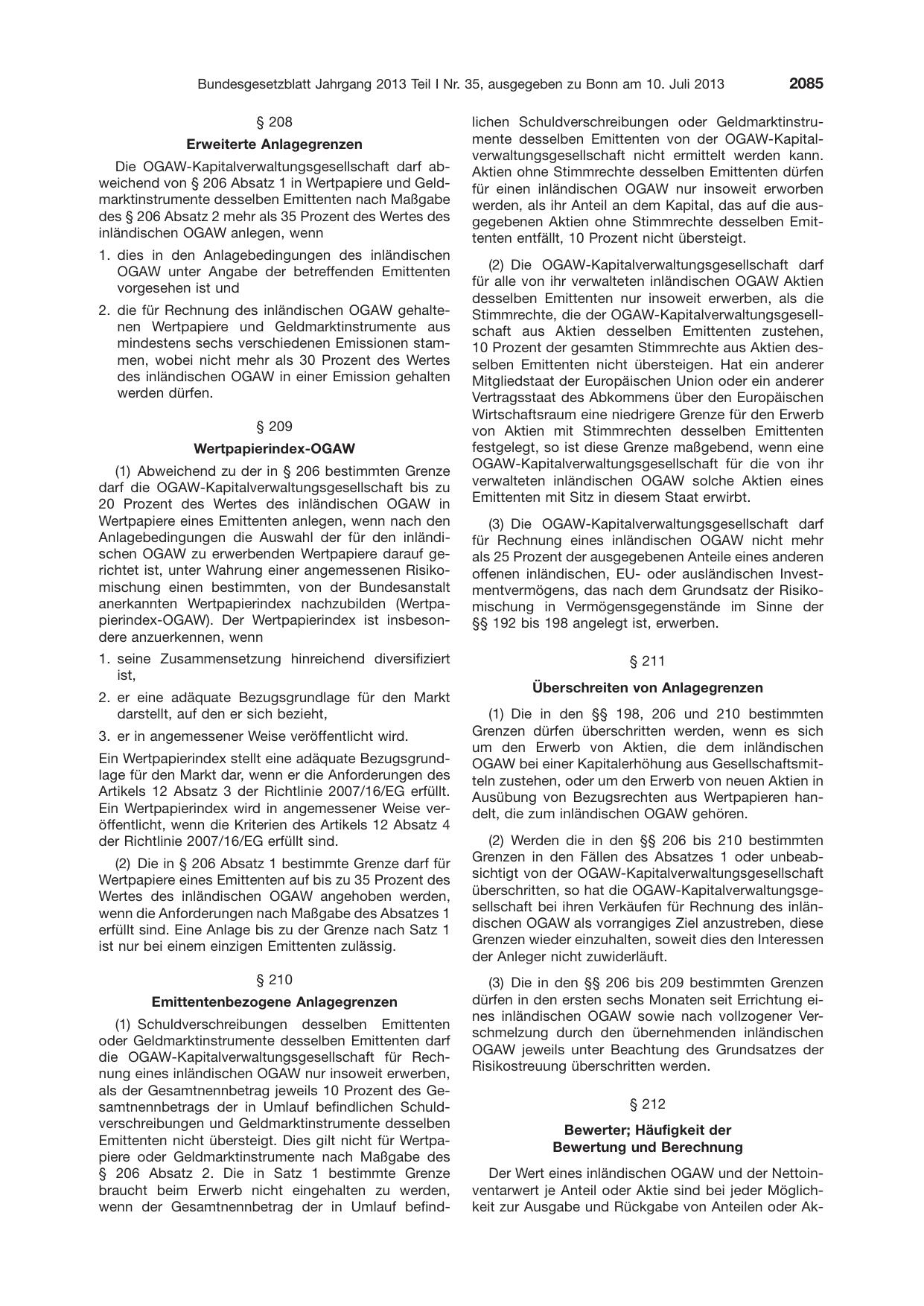 BGBl. 2013, Seite 2085 — Originalseite als Abbildung