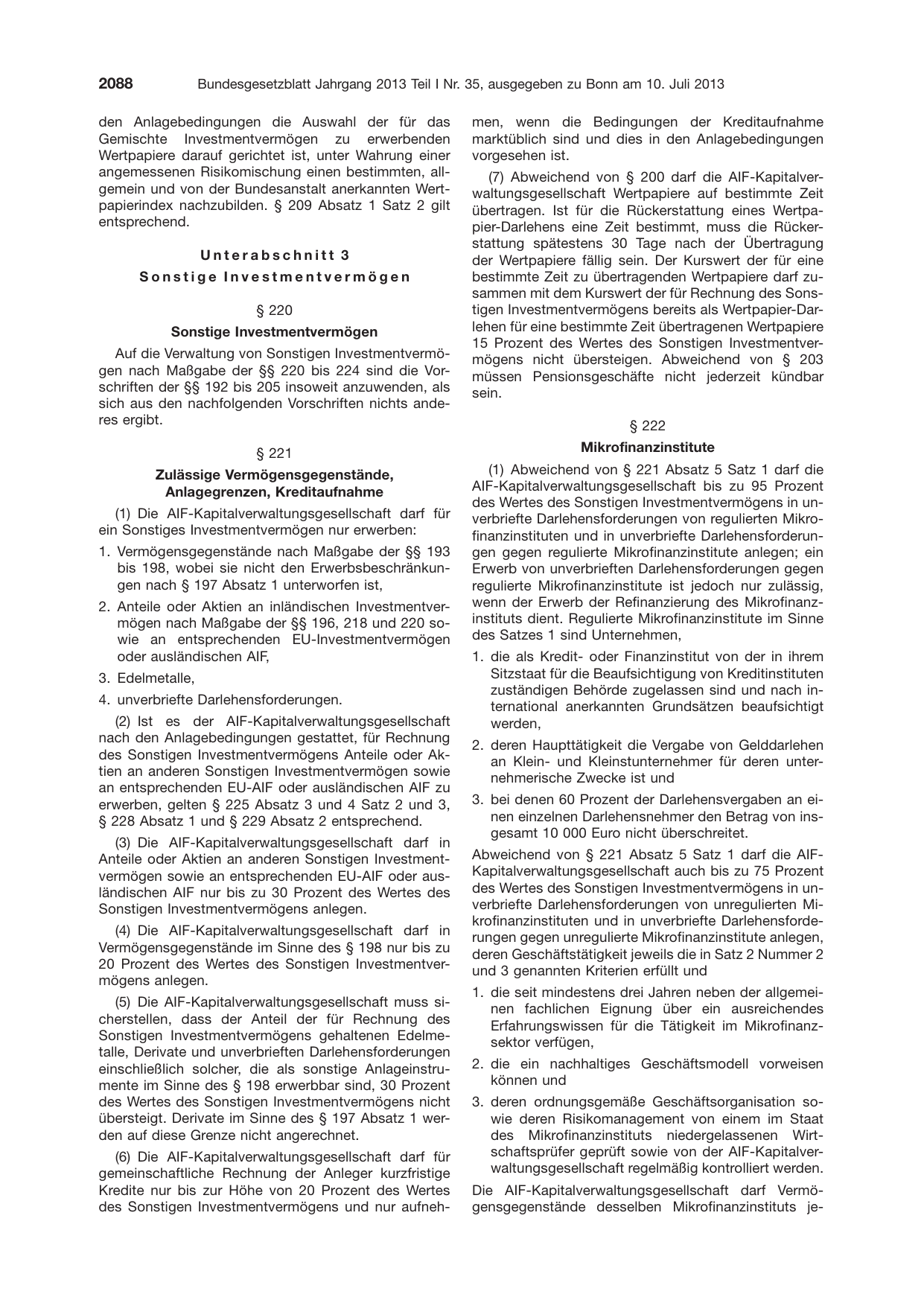 BGBl. 2013, Seite 2088 — Originalseite als Abbildung