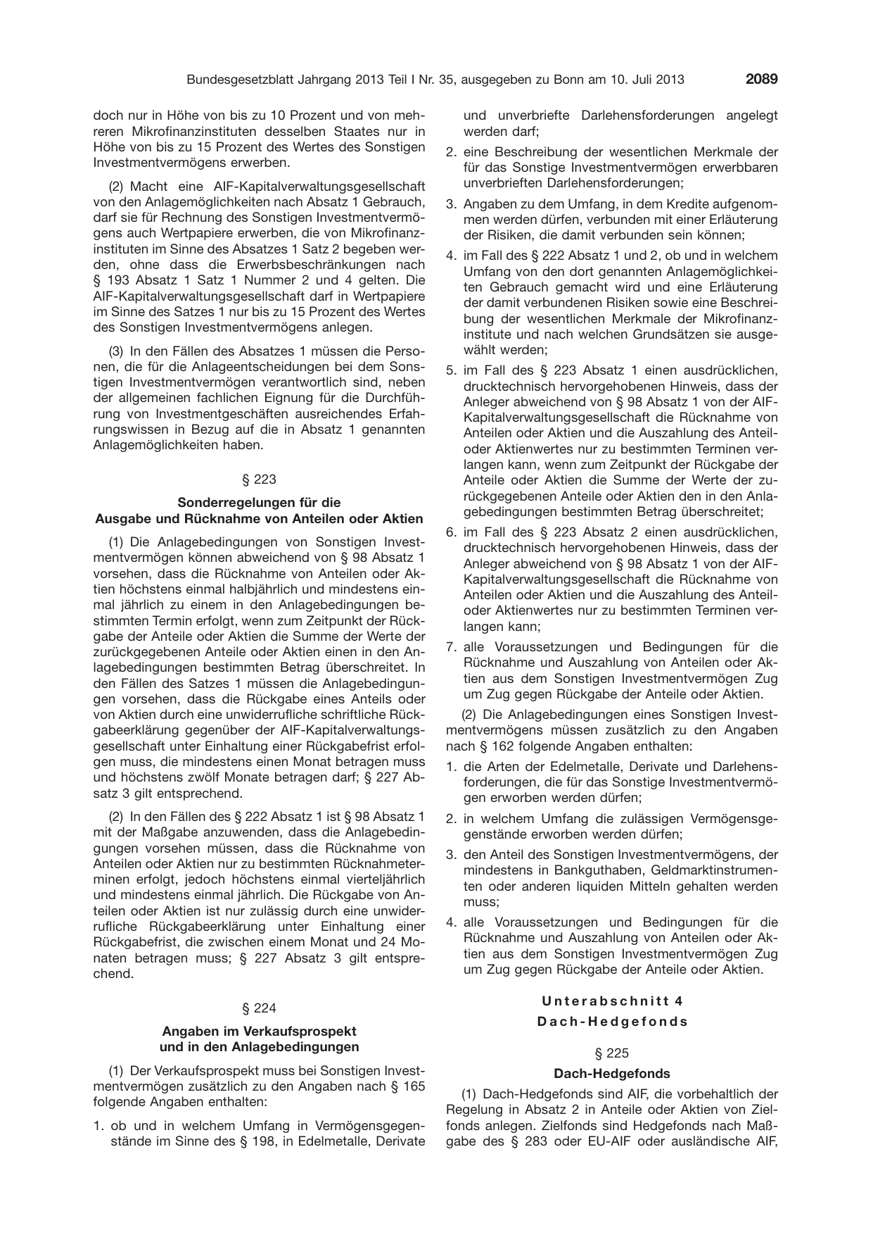 BGBl. 2013, Seite 2089 — Originalseite als Abbildung