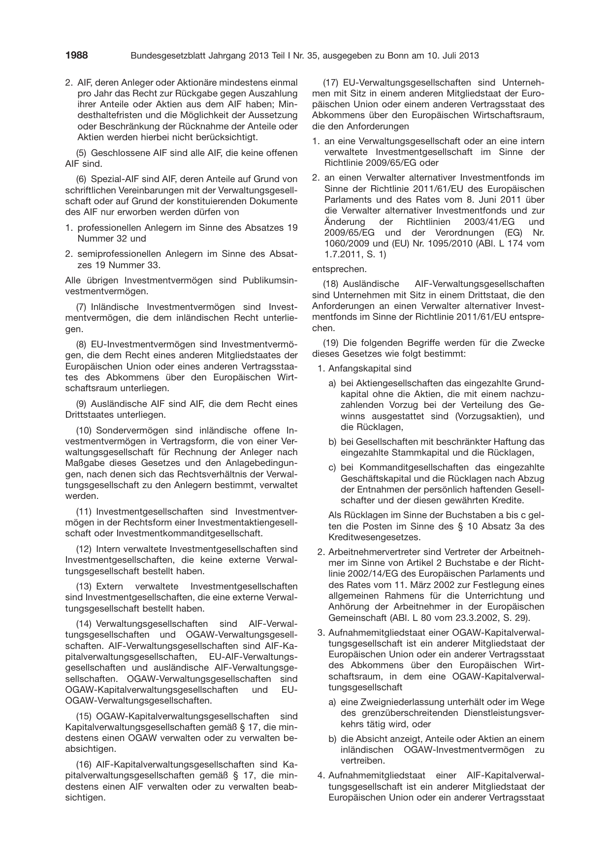 BGBl. 2013, Seite 1988 — Originalseite als Abbildung