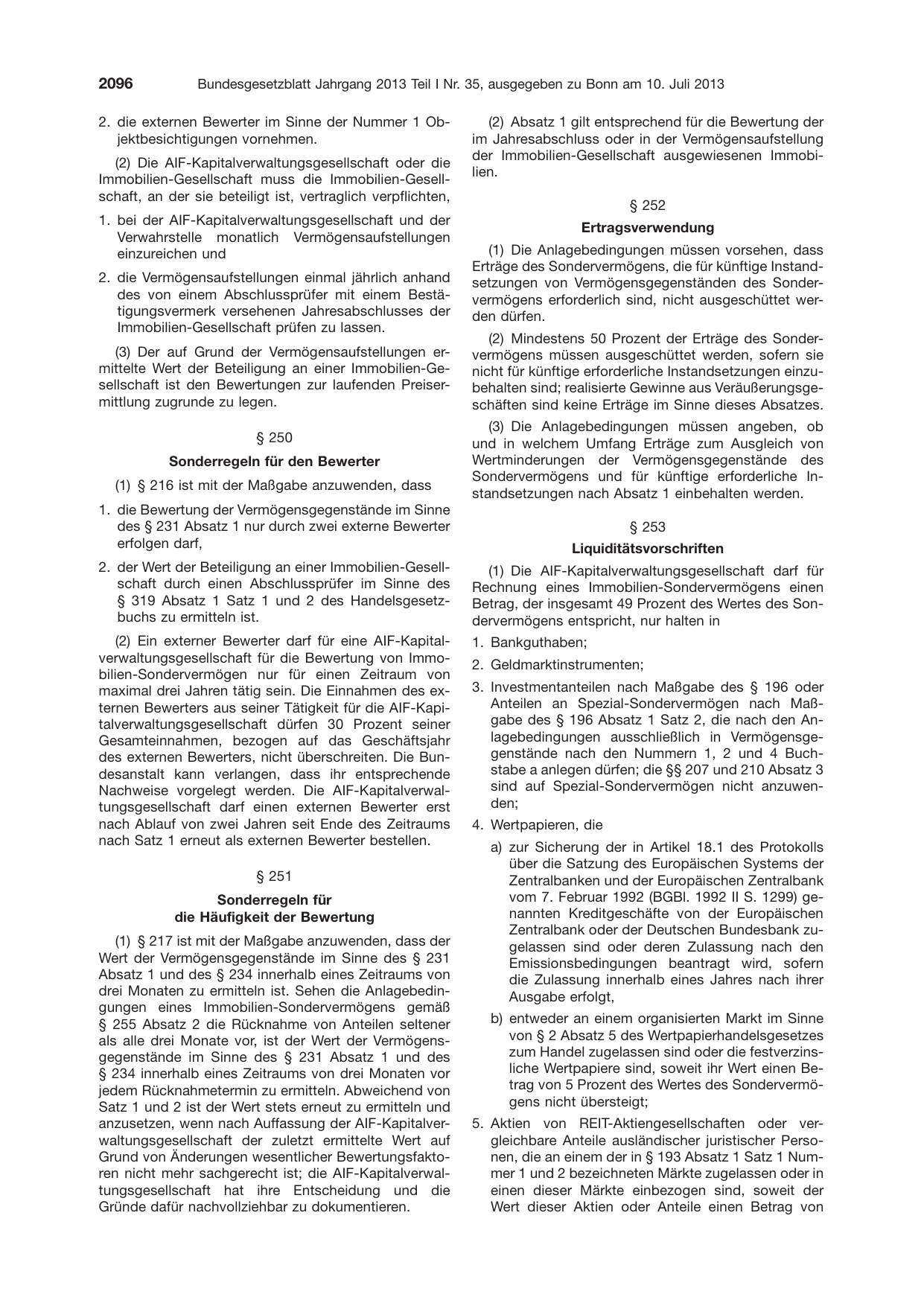 BGBl. 2013, Seite 2096 — Originalseite als Abbildung