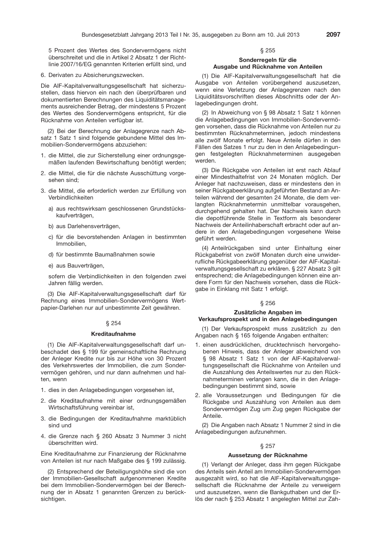 BGBl. 2013, Seite 2097 — Originalseite als Abbildung