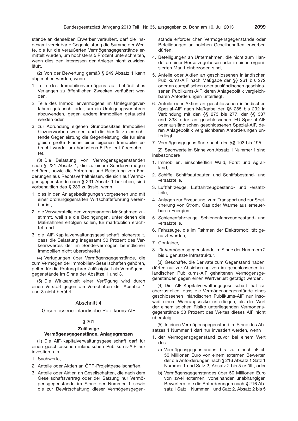 BGBl. 2013, Seite 2099 — Originalseite als Abbildung