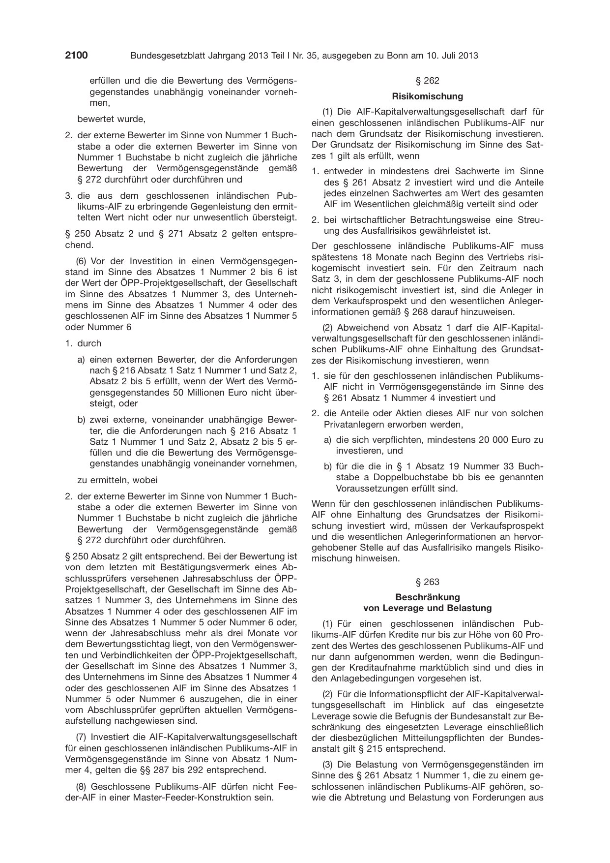 BGBl. 2013, Seite 2100 — Originalseite als Abbildung