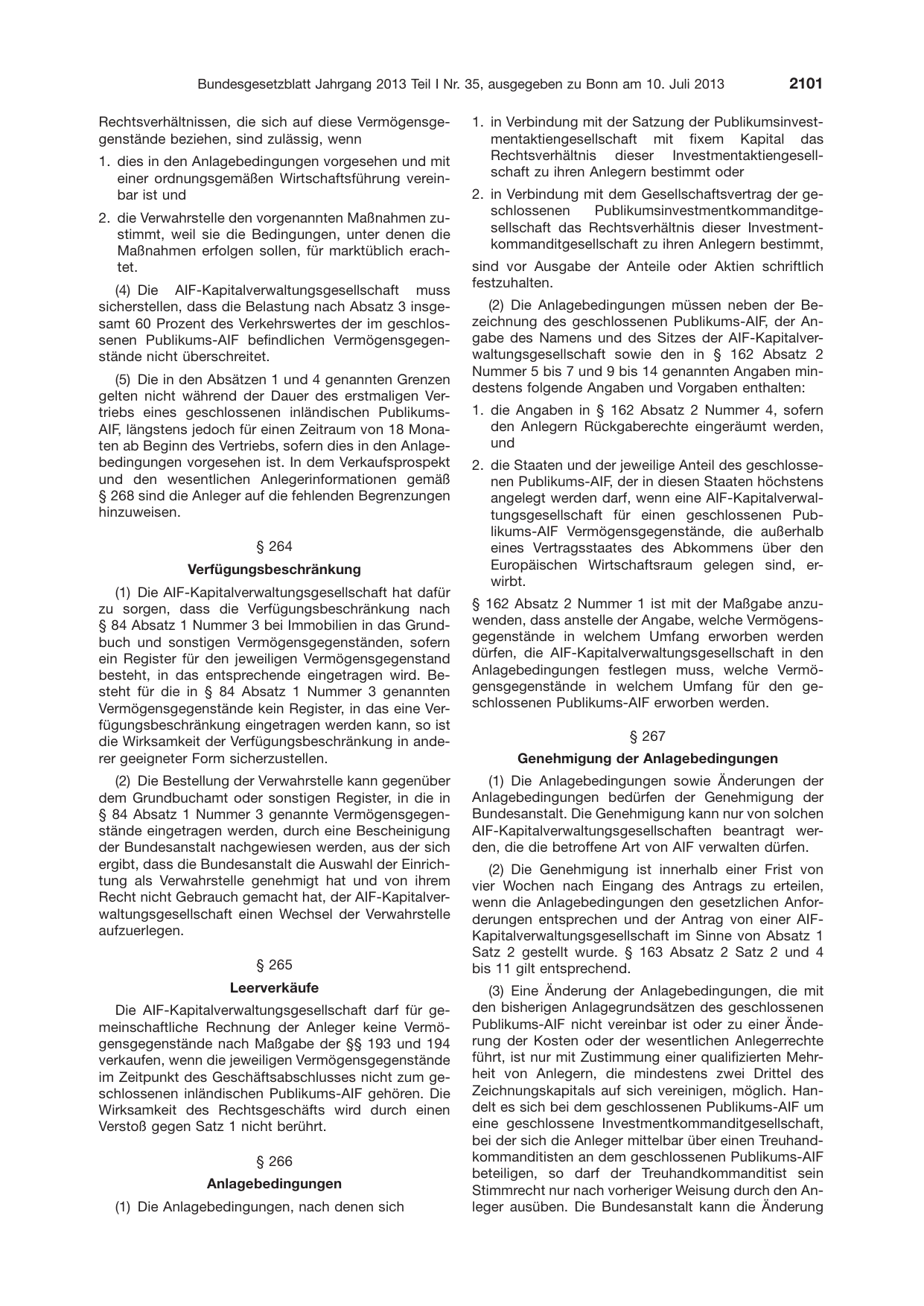 BGBl. 2013, Seite 2101 — Originalseite als Abbildung