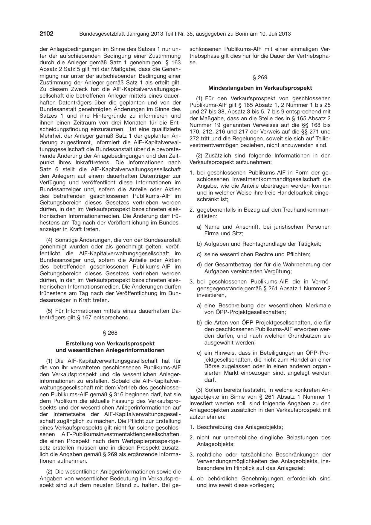 BGBl. 2013, Seite 2102 — Originalseite als Abbildung