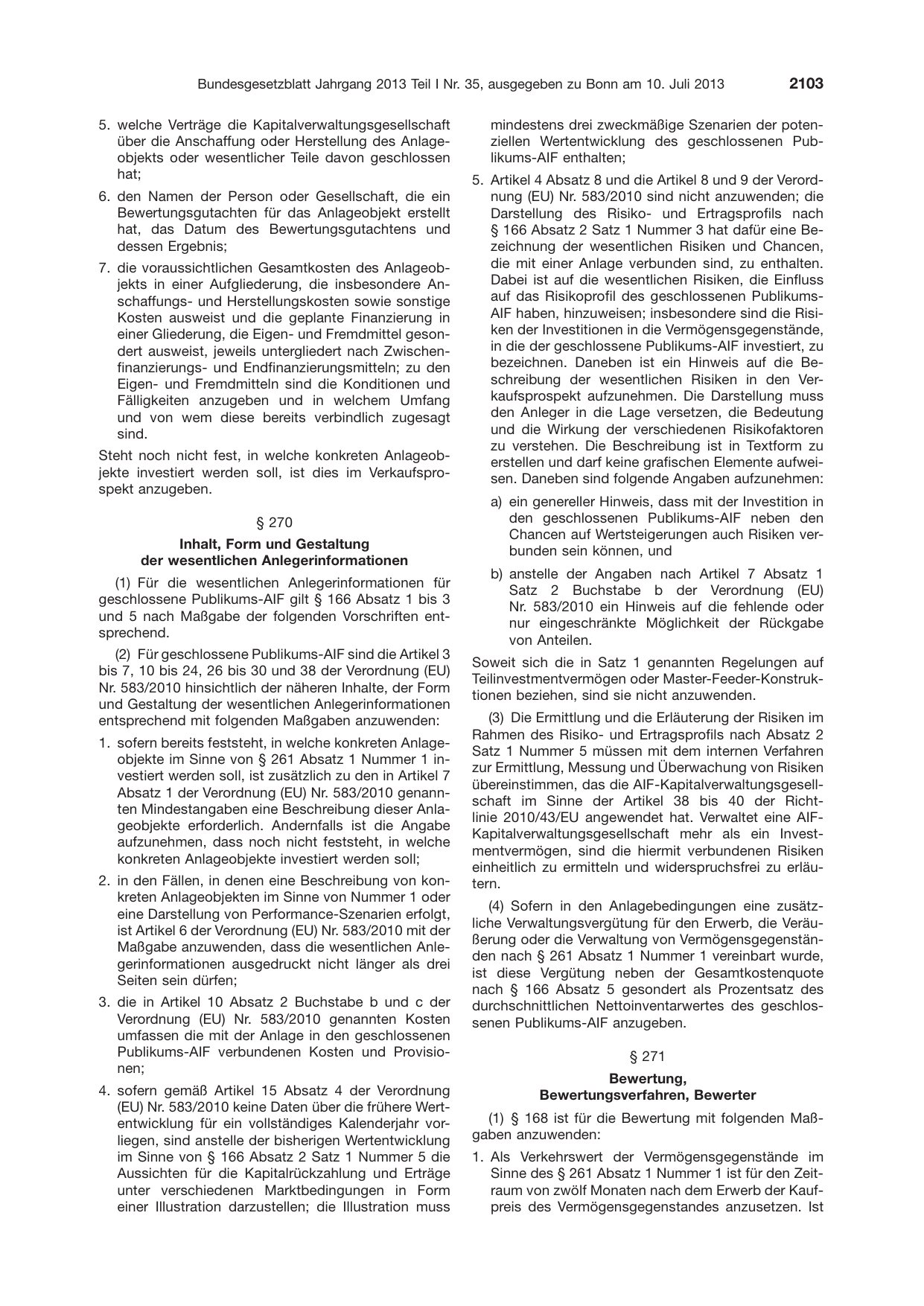 BGBl. 2013, Seite 2103 — Originalseite als Abbildung