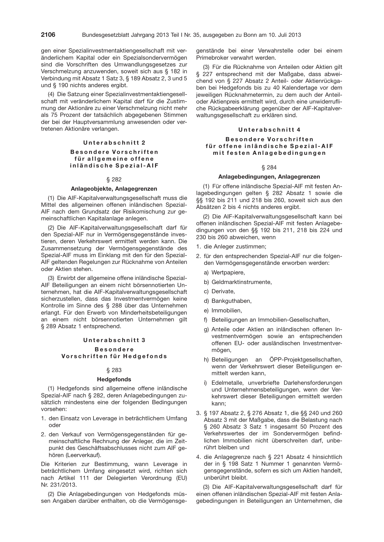 BGBl. 2013, Seite 2106 — Originalseite als Abbildung