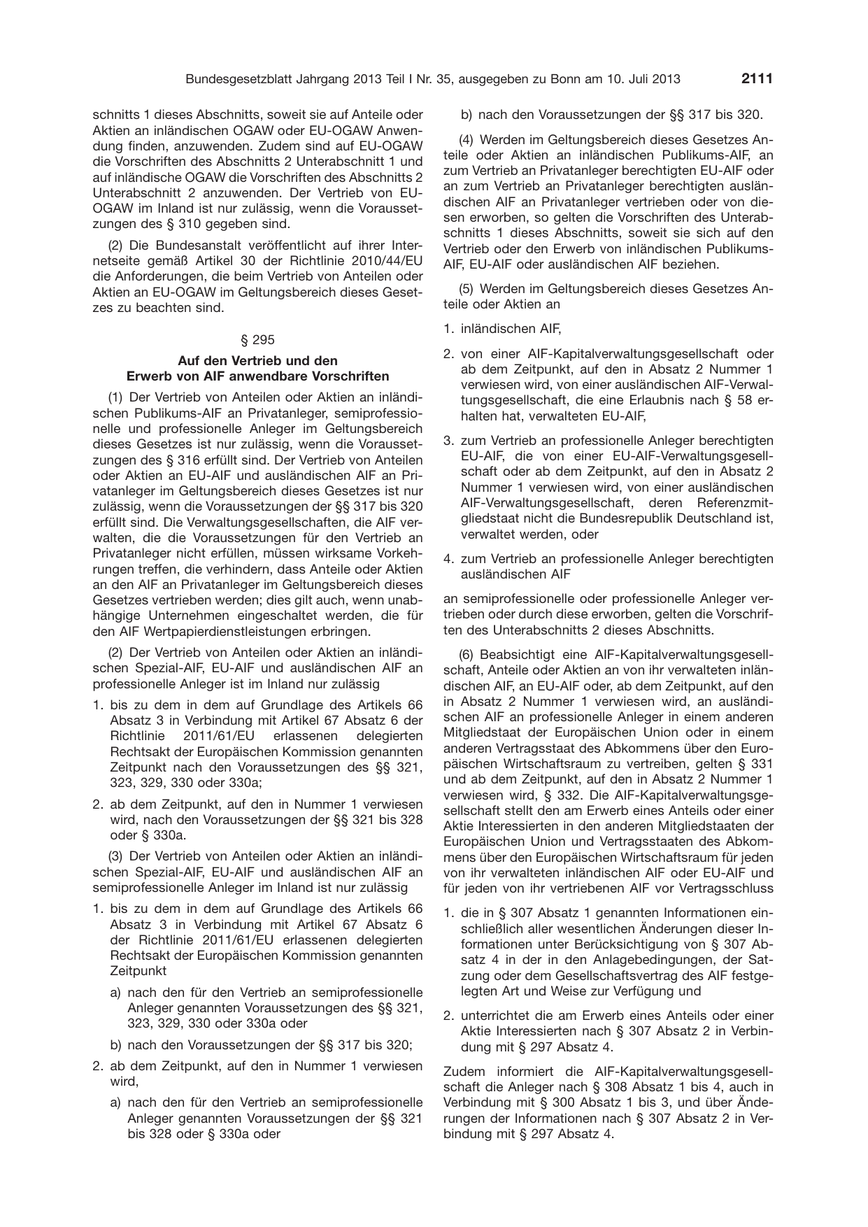 BGBl. 2013, Seite 2111 — Originalseite als Abbildung