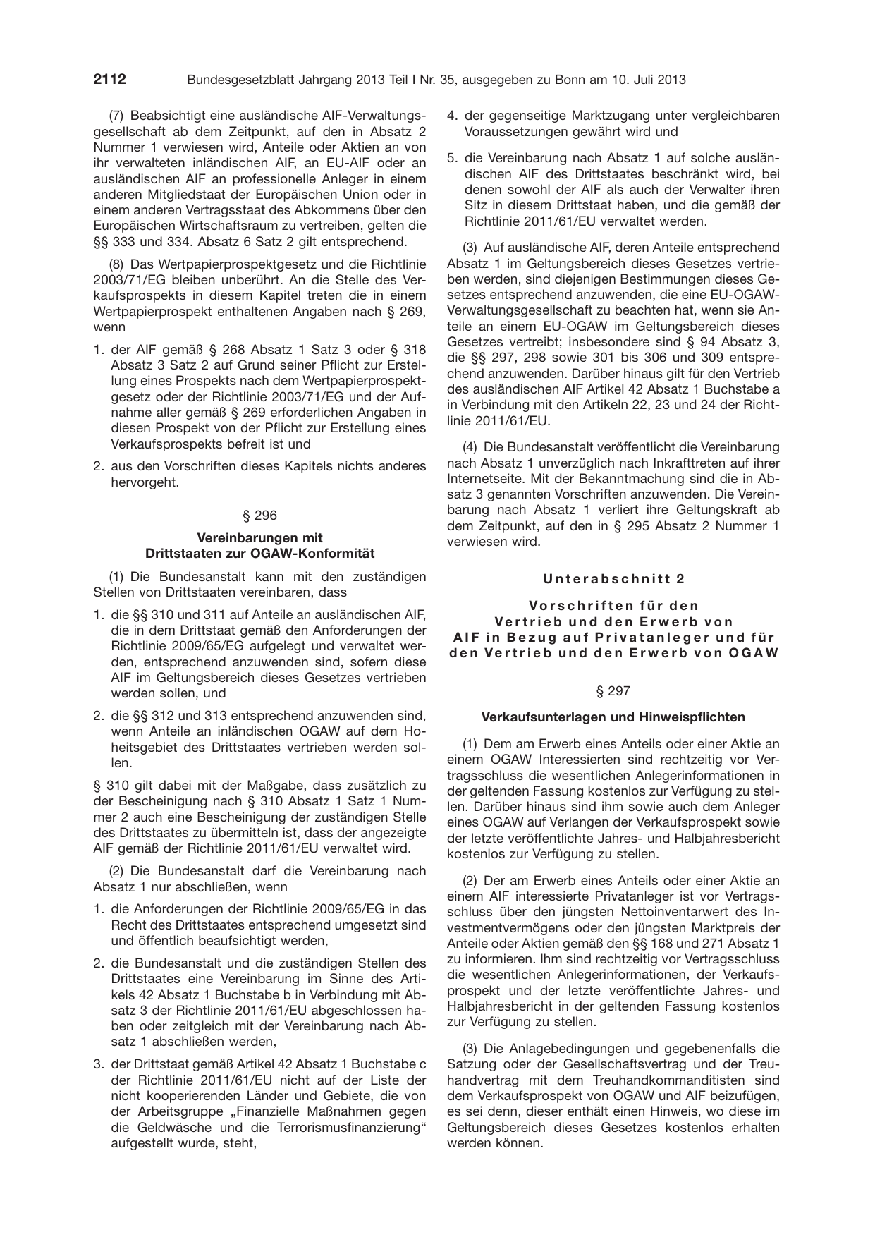 BGBl. 2013, Seite 2112 — Originalseite als Abbildung