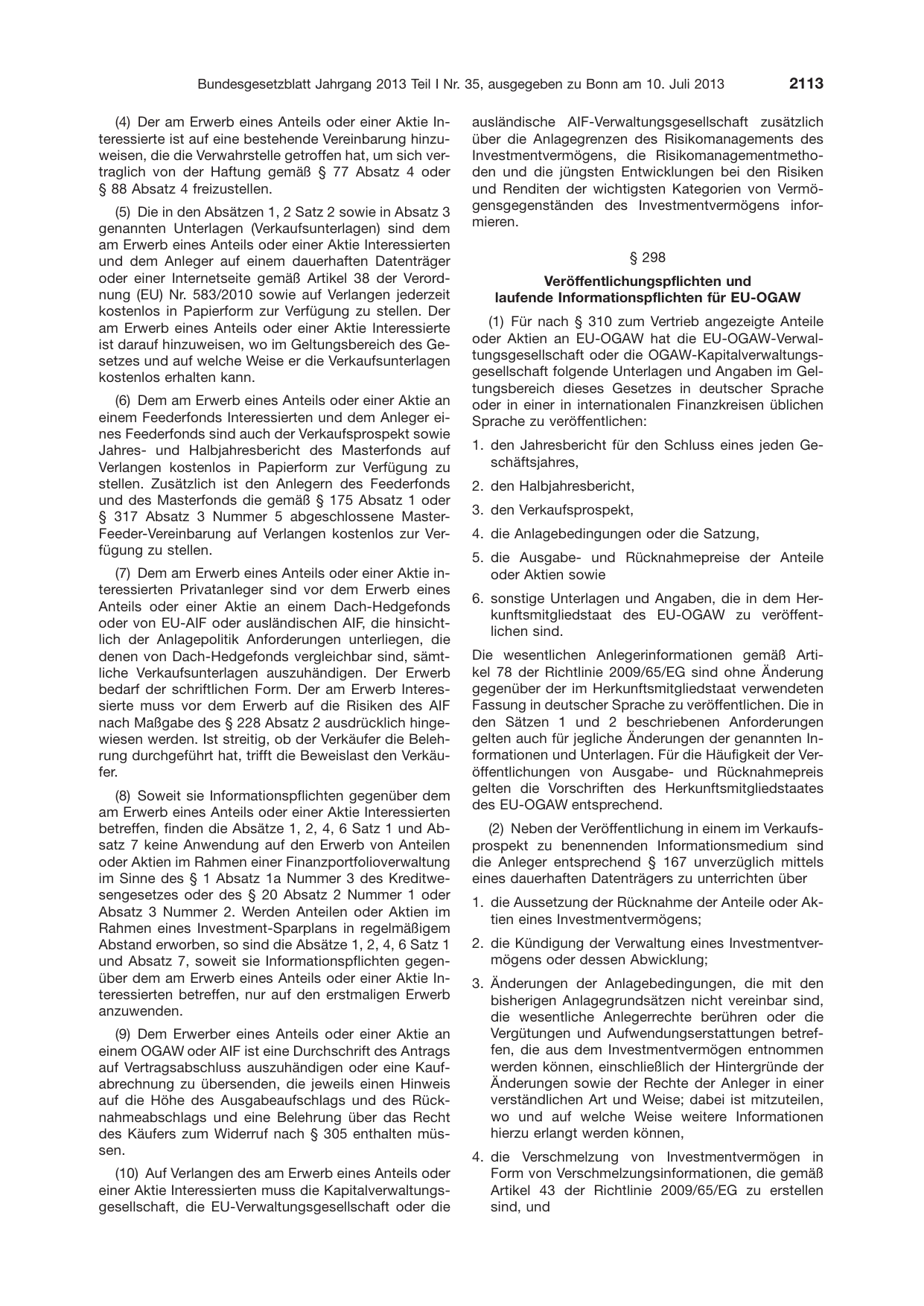 BGBl. 2013, Seite 2113 — Originalseite als Abbildung