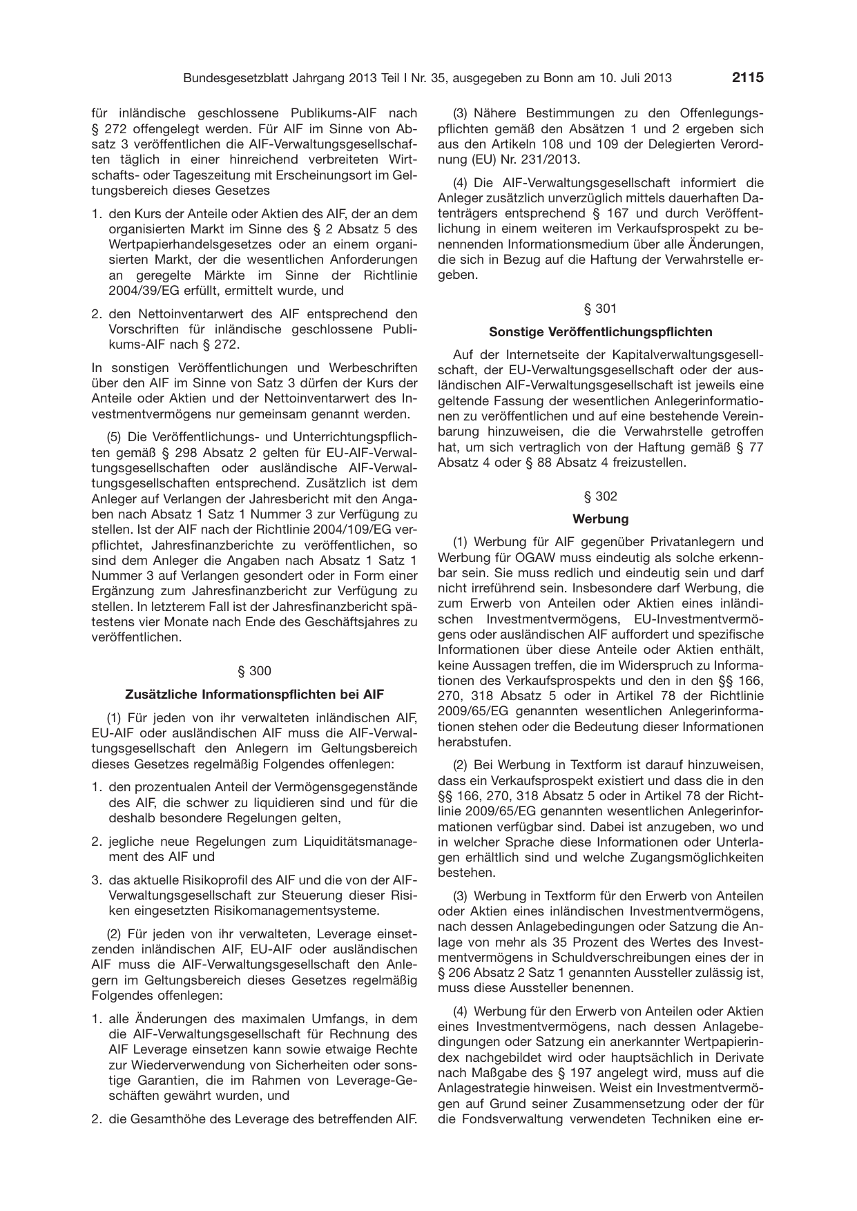 BGBl. 2013, Seite 2115 — Originalseite als Abbildung