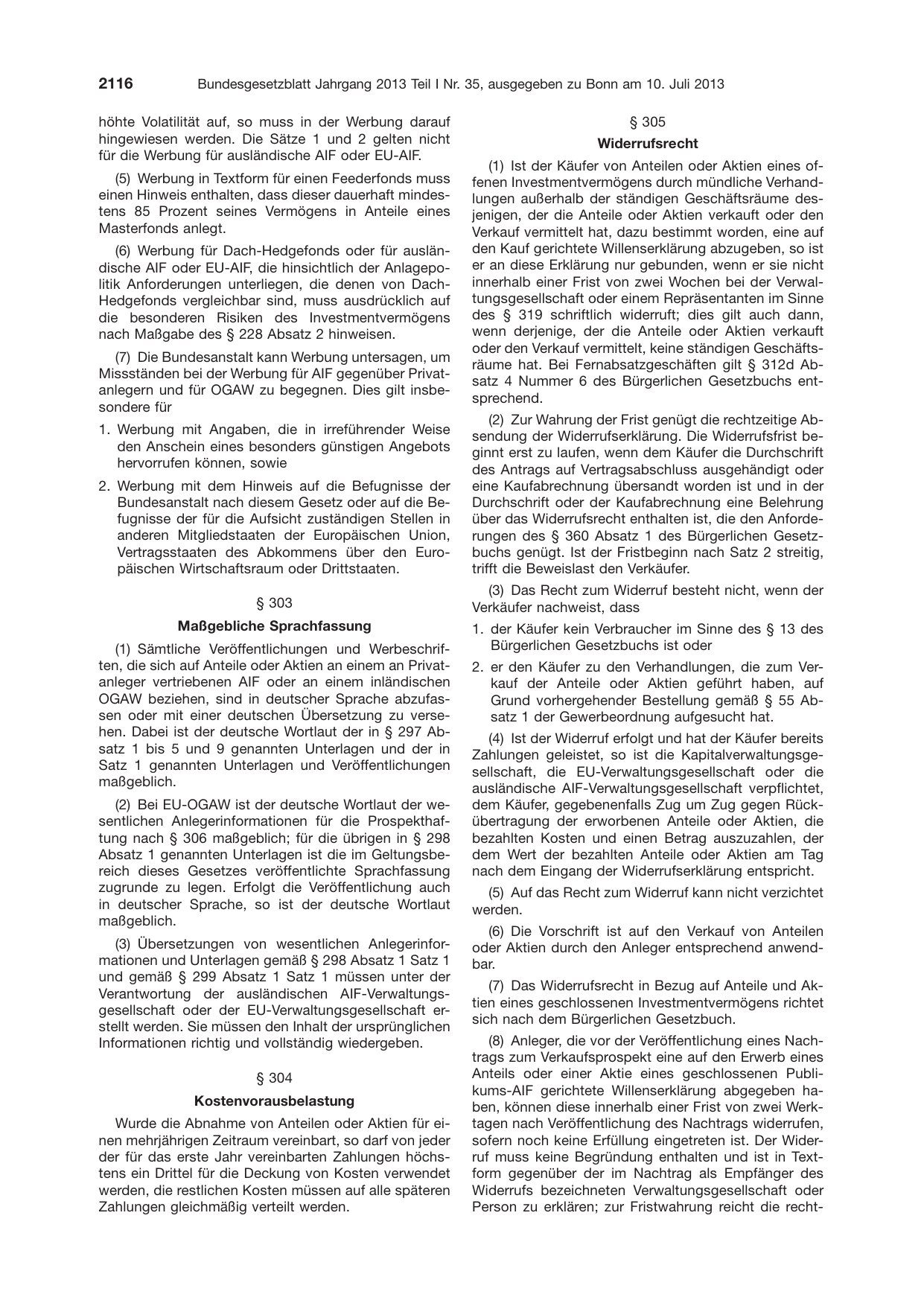 BGBl. 2013, Seite 2116 — Originalseite als Abbildung