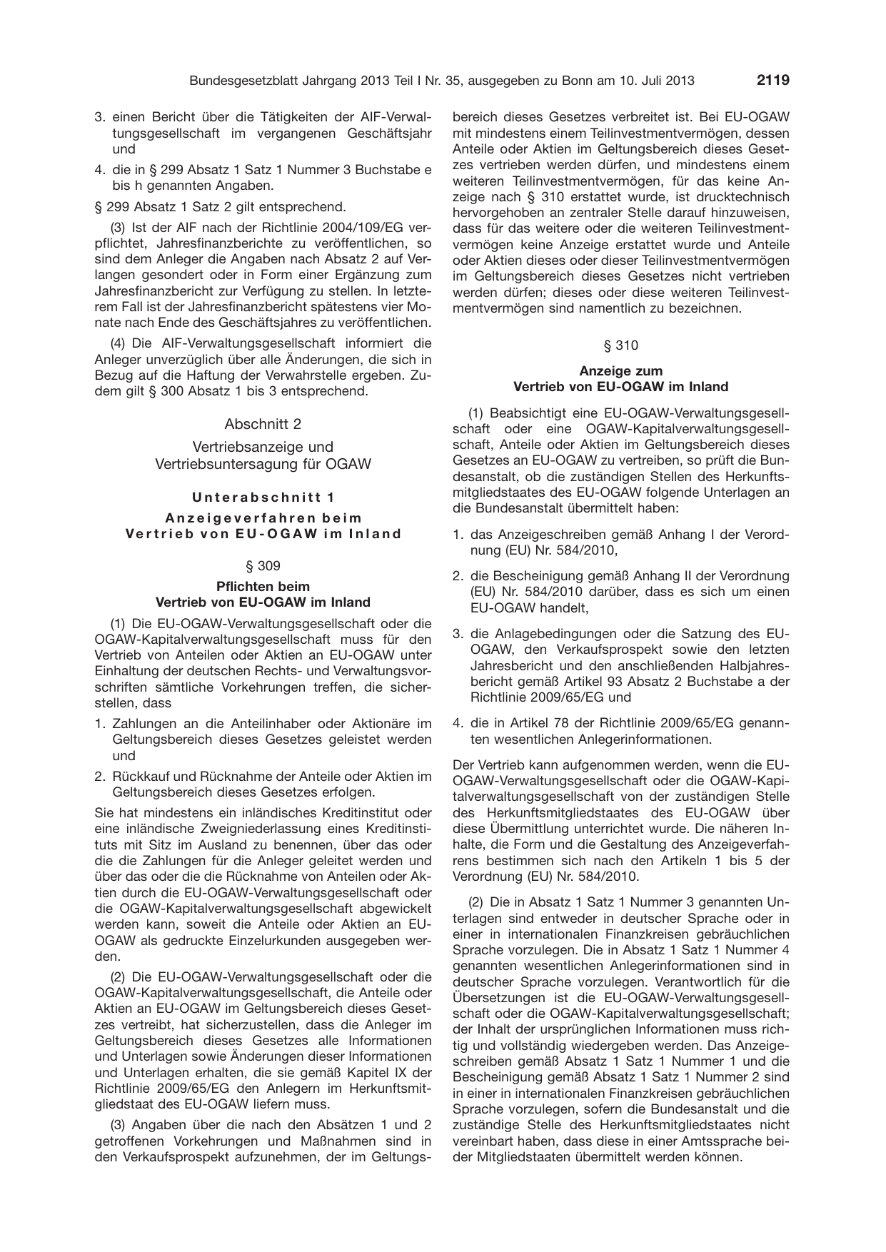 BGBl. 2013, Seite 2119 — Originalseite als Abbildung