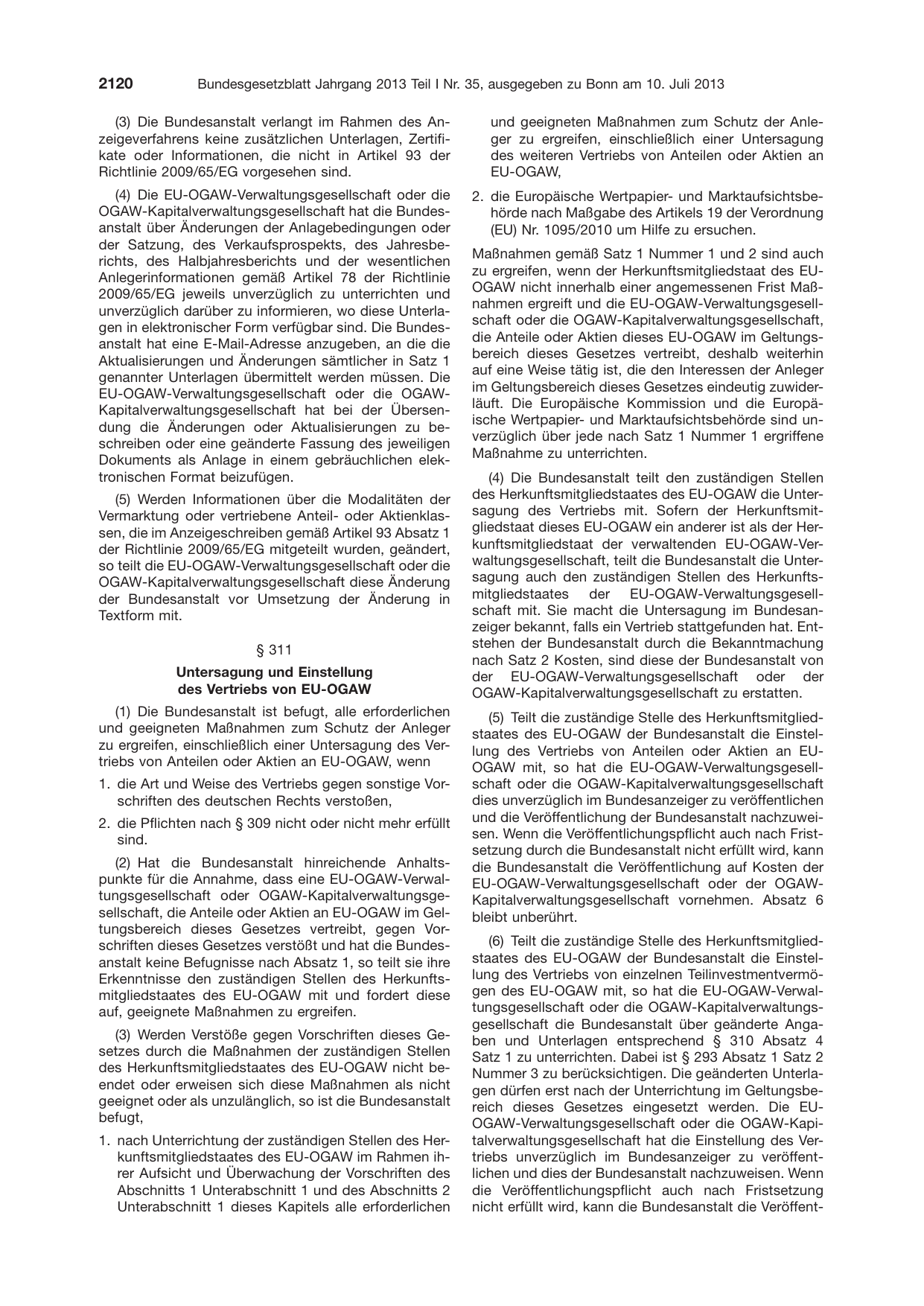 BGBl. 2013, Seite 2120 — Originalseite als Abbildung