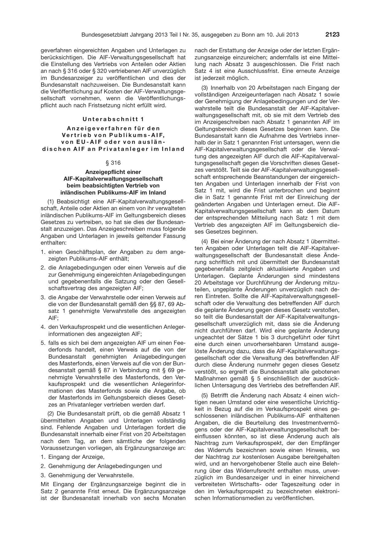 BGBl. 2013, Seite 2123 — Originalseite als Abbildung
