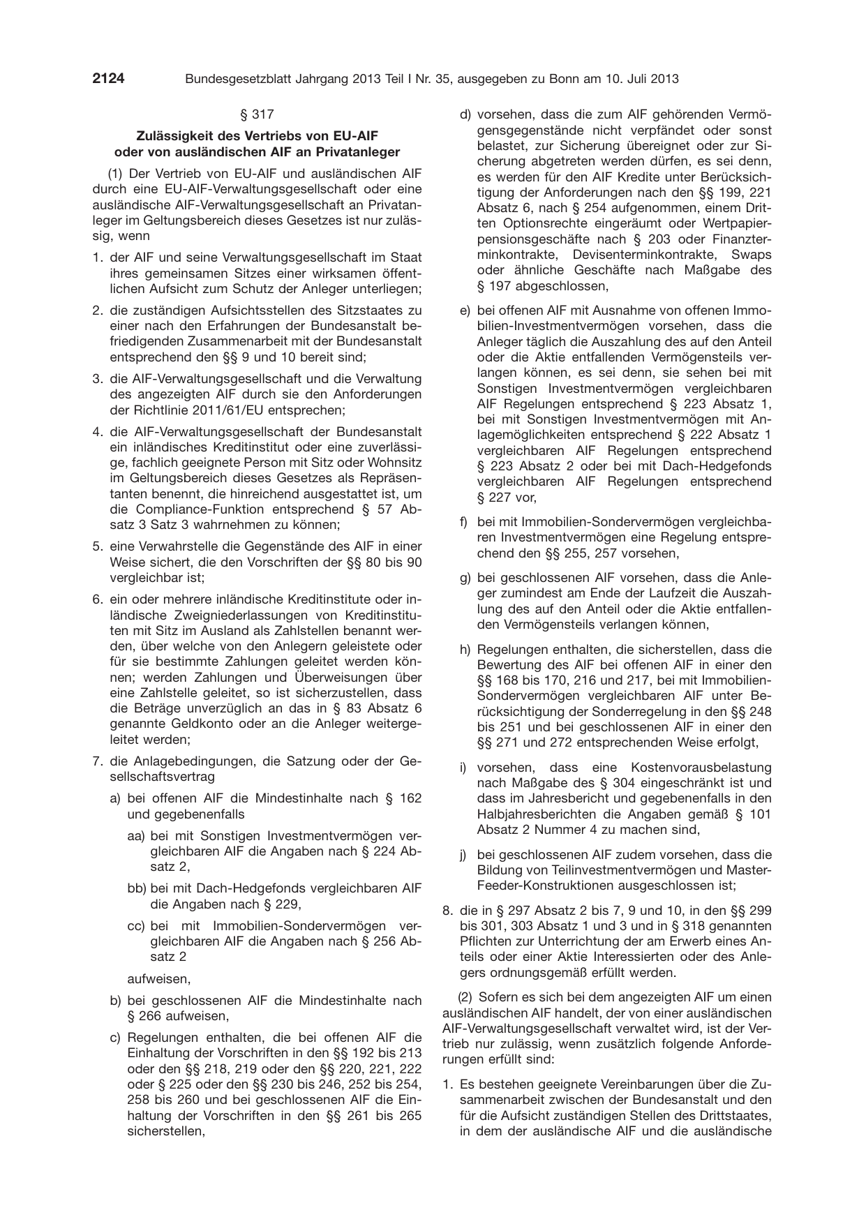 BGBl. 2013, Seite 2124 — Originalseite als Abbildung