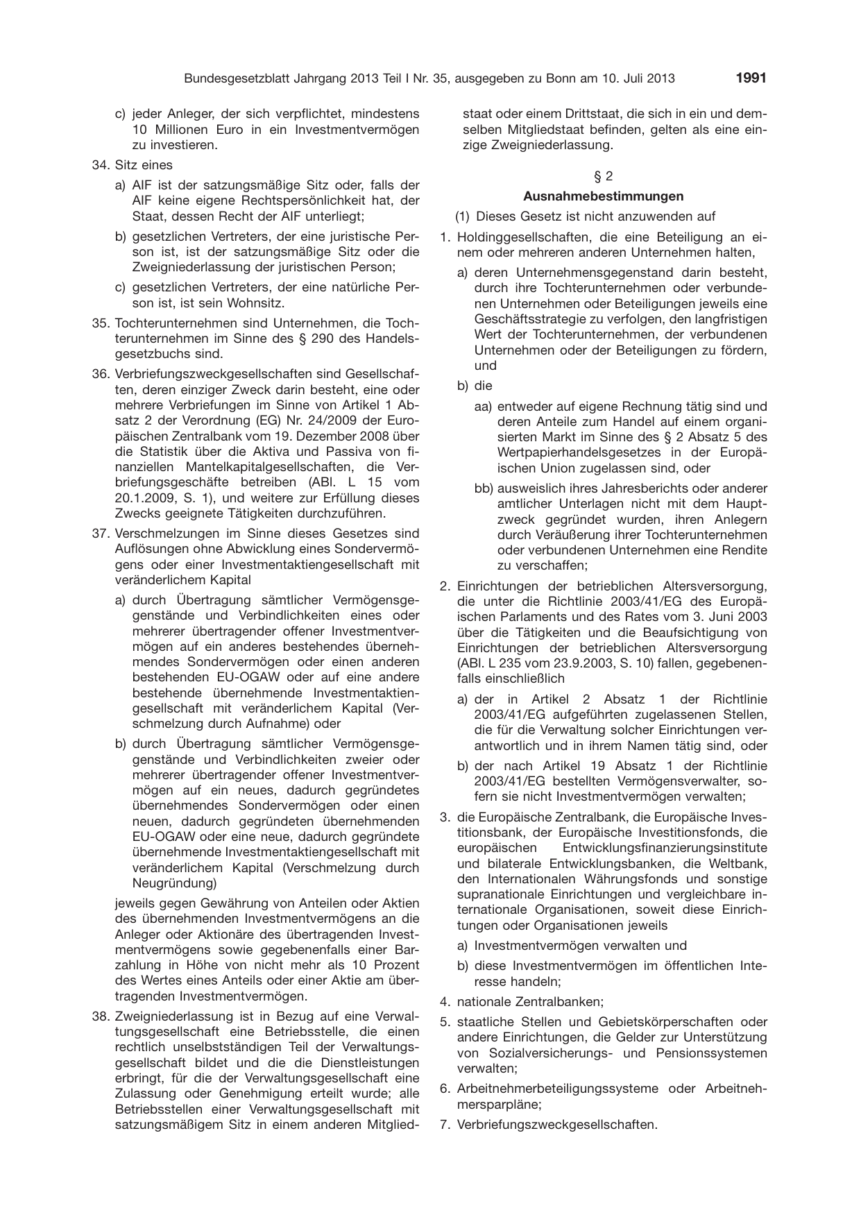 BGBl. 2013, Seite 1991 — Originalseite als Abbildung