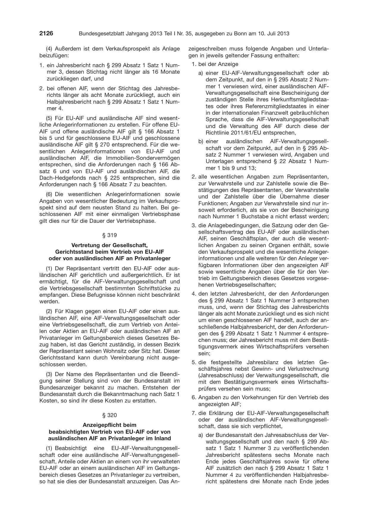 BGBl. 2013, Seite 2126 — Originalseite als Abbildung
