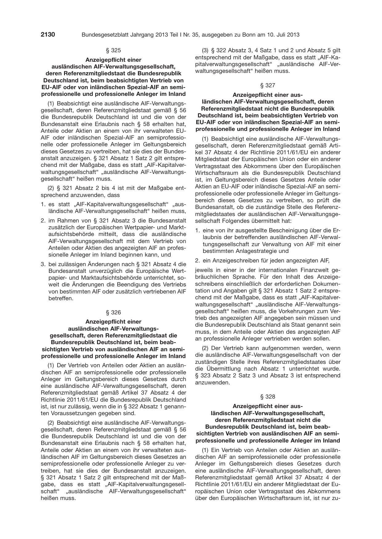 BGBl. 2013, Seite 2130 — Originalseite als Abbildung