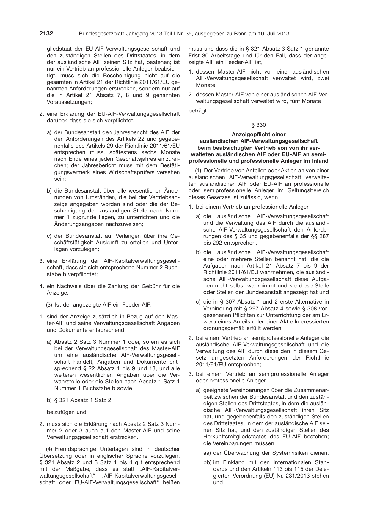 BGBl. 2013, Seite 2132 — Originalseite als Abbildung